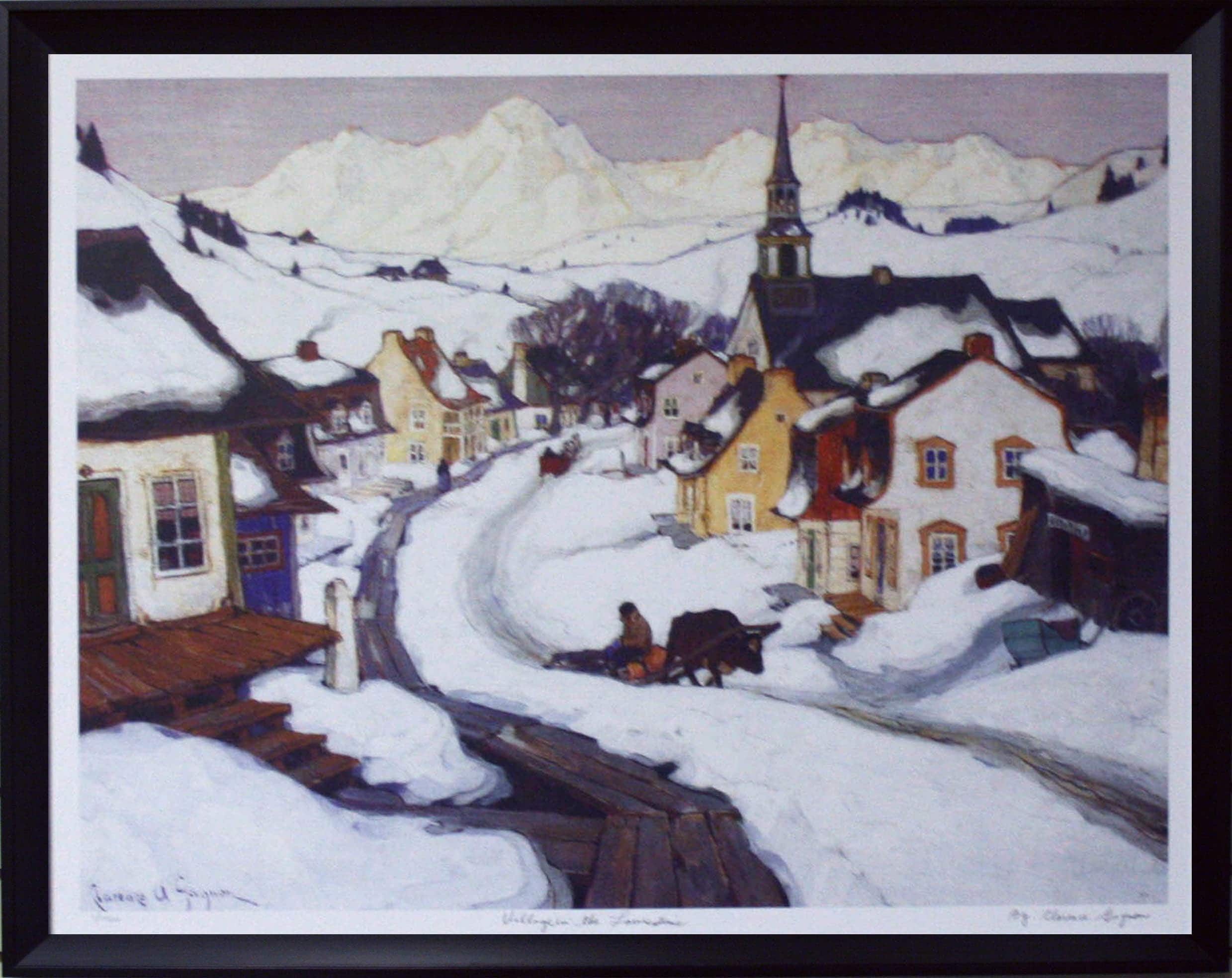 Village In The Laurentians Framed By Clarence Gagnon 28.5" x 24.5"