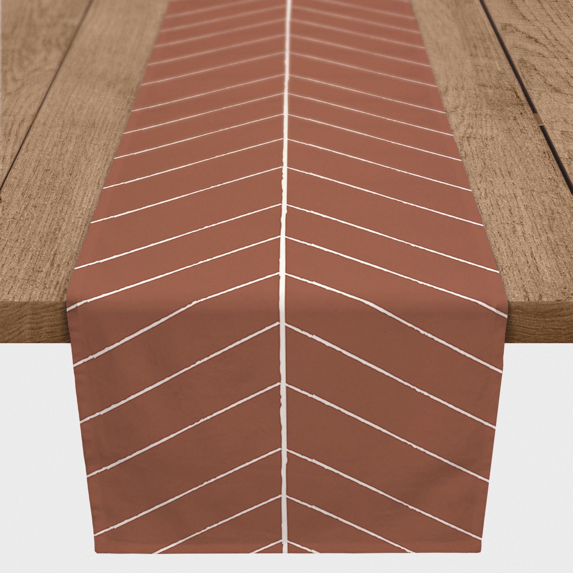 Burnt Orange Lines 16" x 90" Cotton Twill Runner