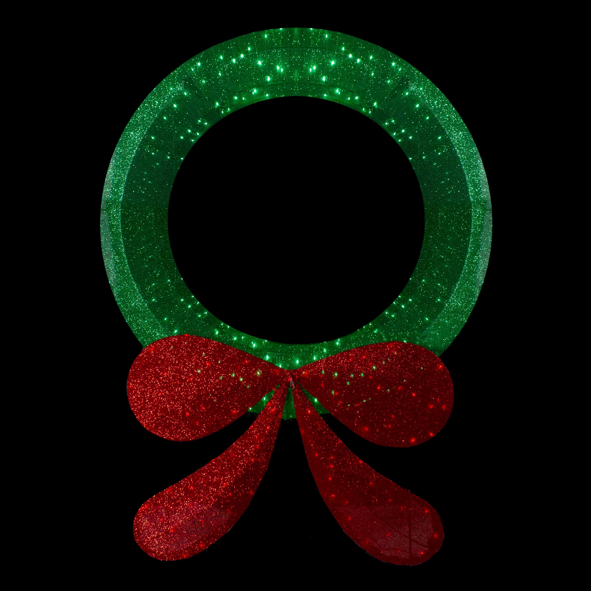 48" Micro Fairy LED Green & Red Christmas Tinsel Wreath
