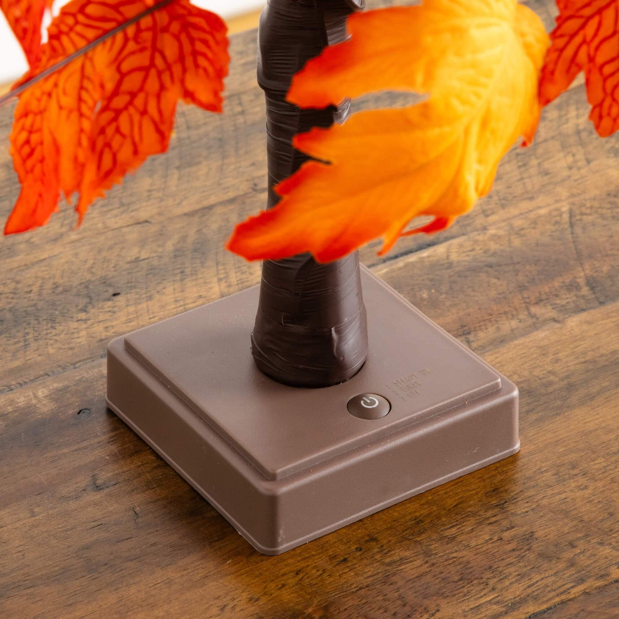 2ft. Pre-Lit Bright Autumn Maple Artificial Fall Tree with 24 Warm White LED Lights and Detachable Base