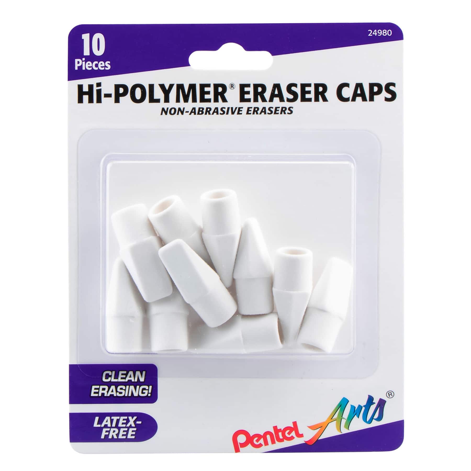 Pentel® Hi-Polymer® White Cap Erasers, 6 Packs of 10