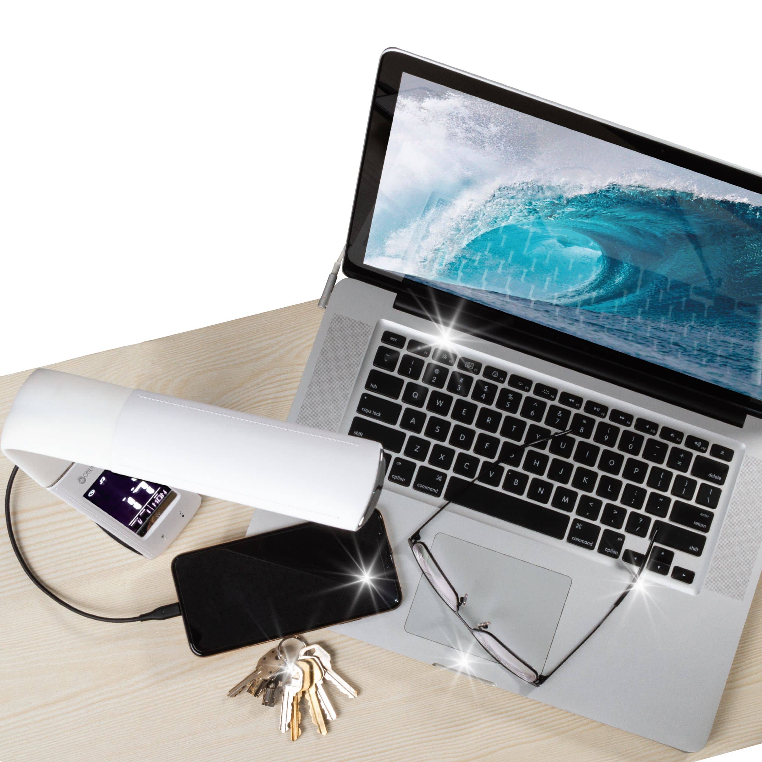 OttLite Thrive LED Sanitizing Desk Lamp with Clock & USB Charging