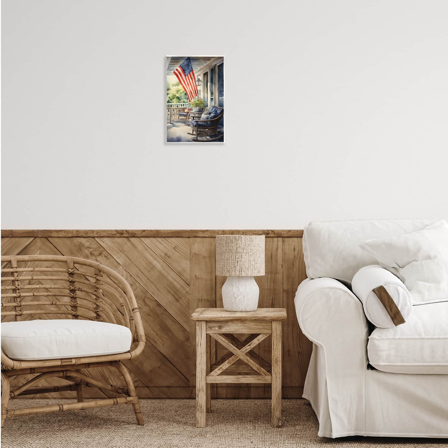 Stupell Industries Porch with American Flag Wall Plaque Art