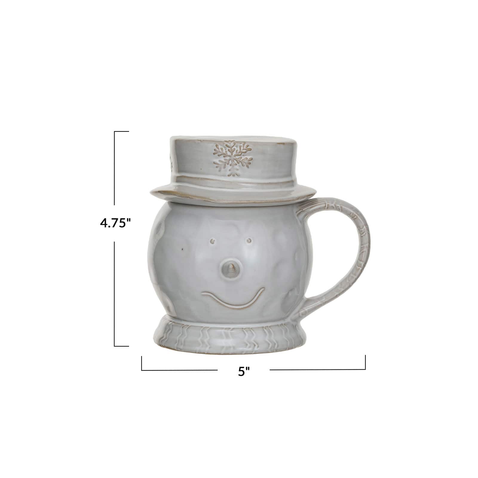 Hello Honey® 12oz. Antique White Stoneware Snowman Shaped Mug with Reactive Glaze