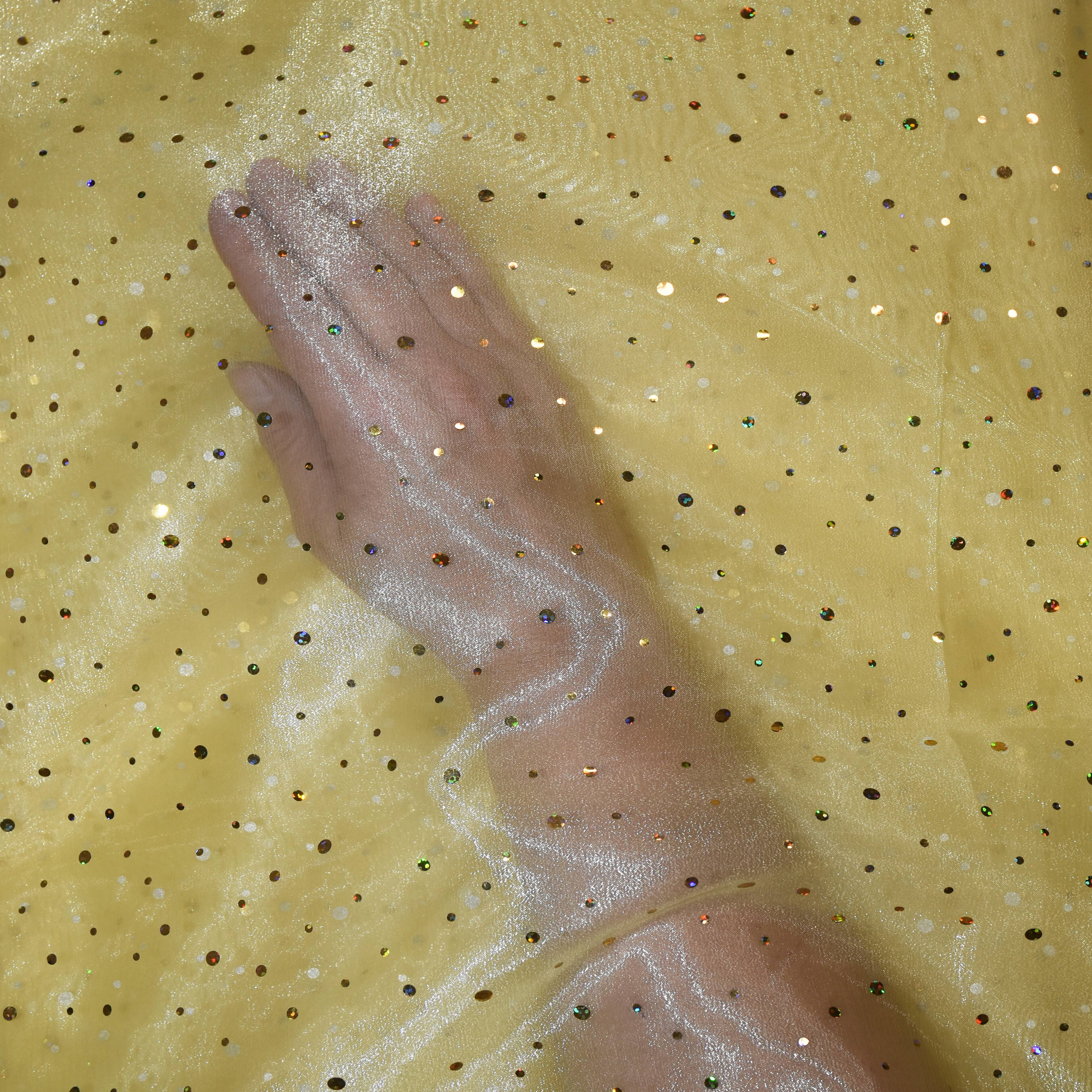 Feldman Yellow Ducco Dots Organza