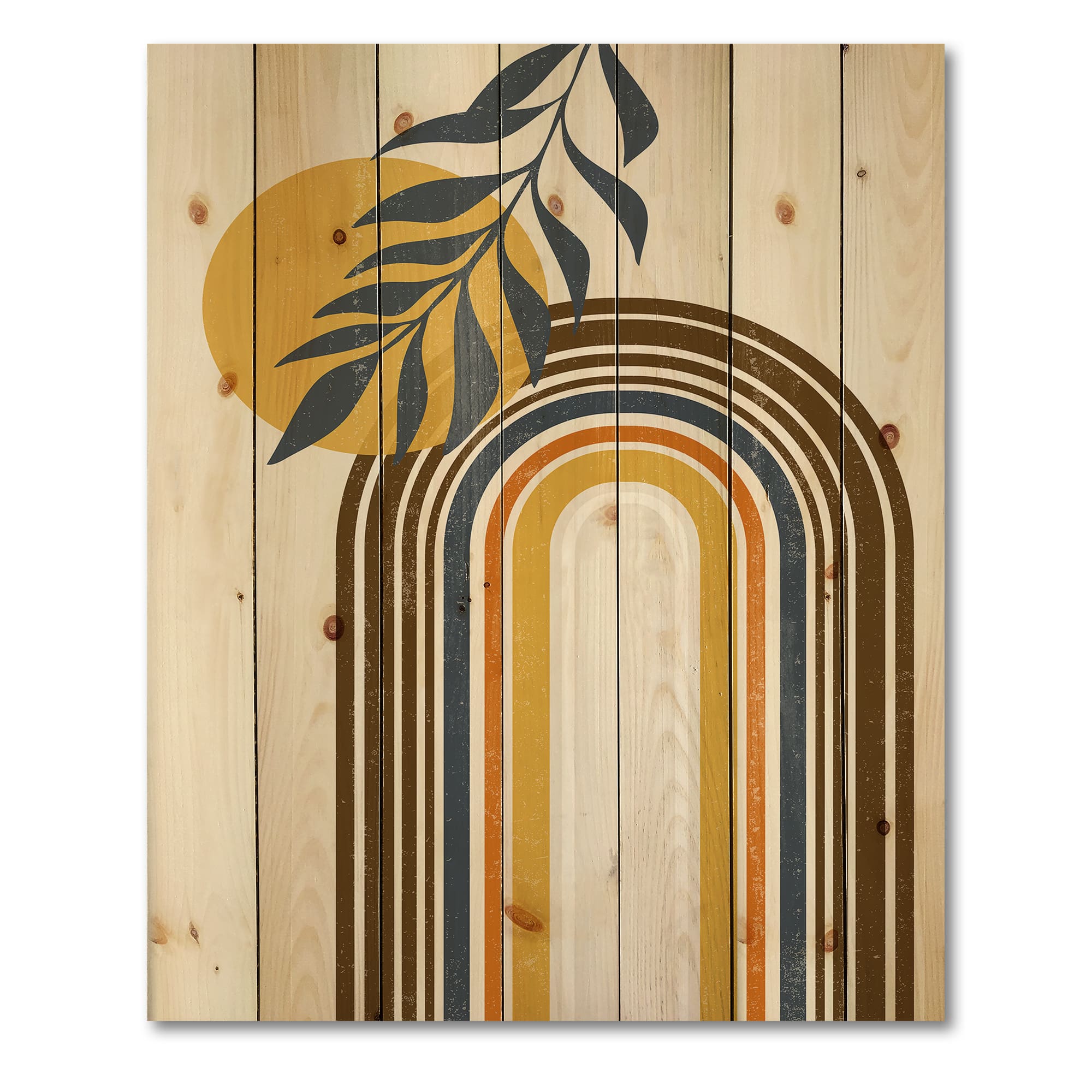 Designart - Abstract Sun Moon Leaves II