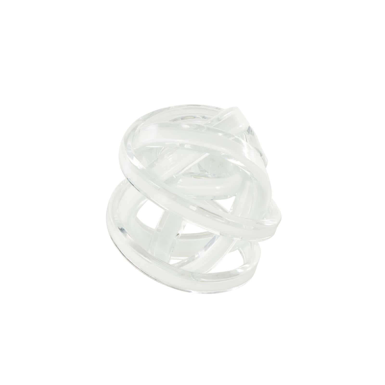 7" White Glass Knot Twisted Sculpture