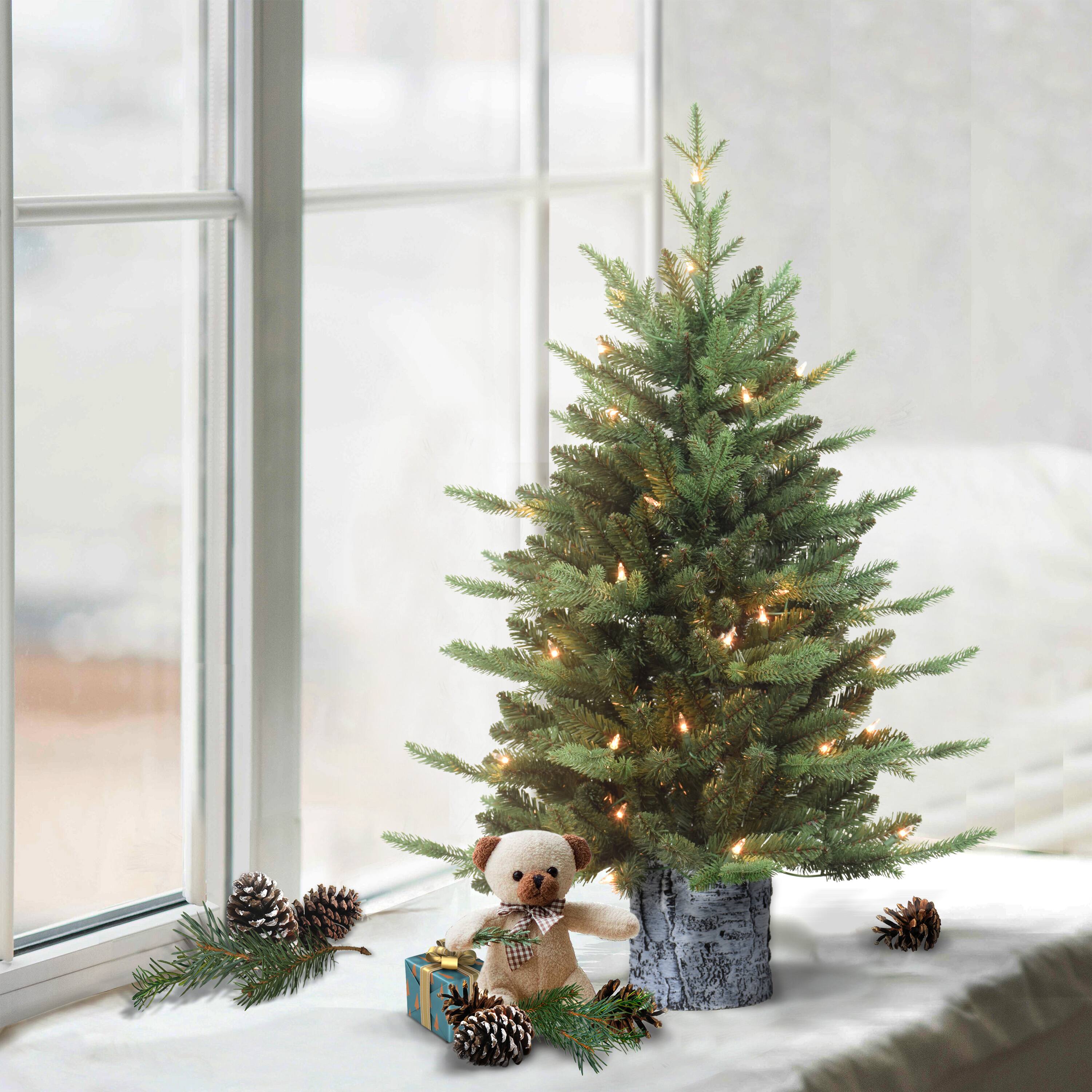 3ft. Pre-LIt Artificial Christmas Tree in Planter, Clear Lights