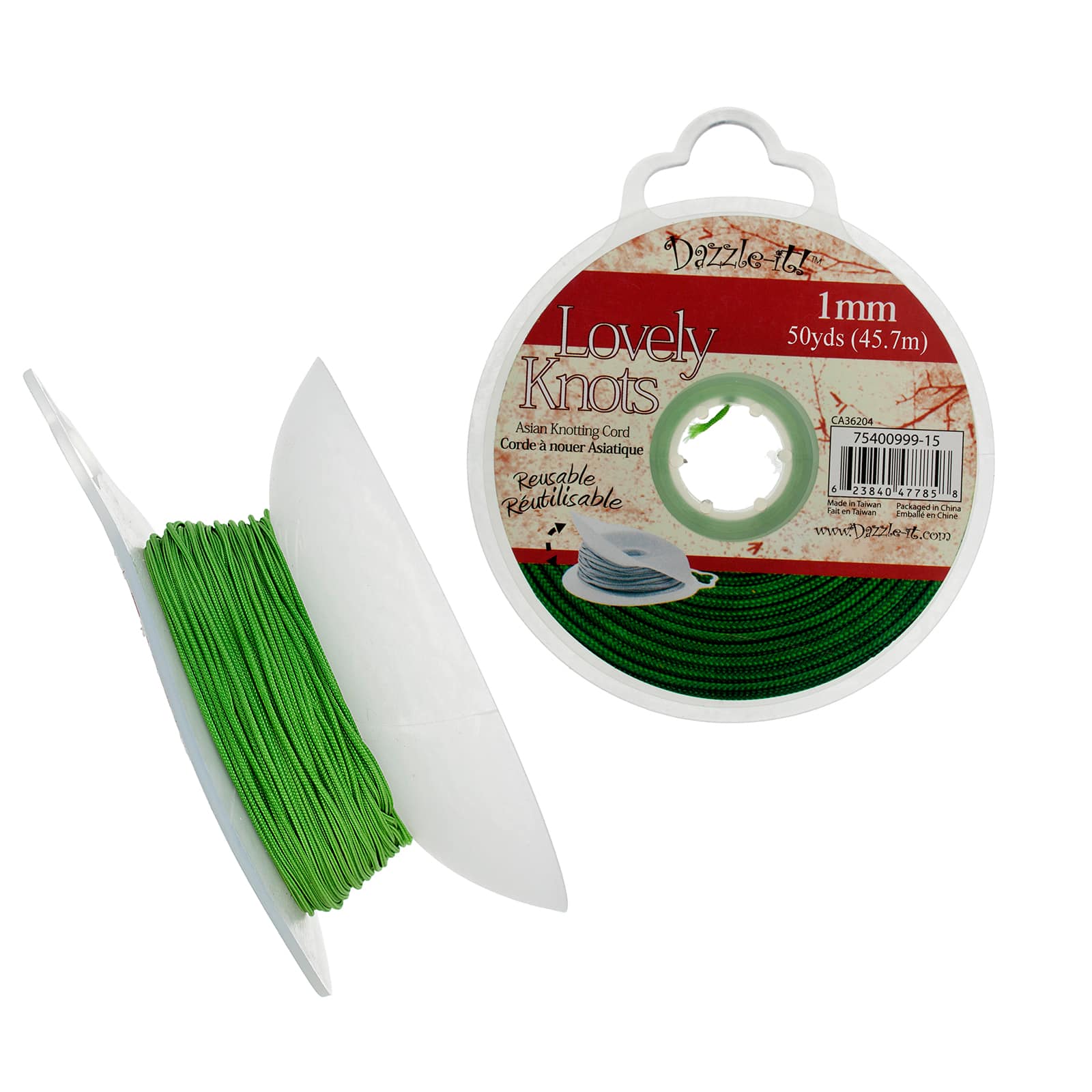 John Bead Lovely Knots 1mm Asian Knotting Cord with Bobbin, 50yd.