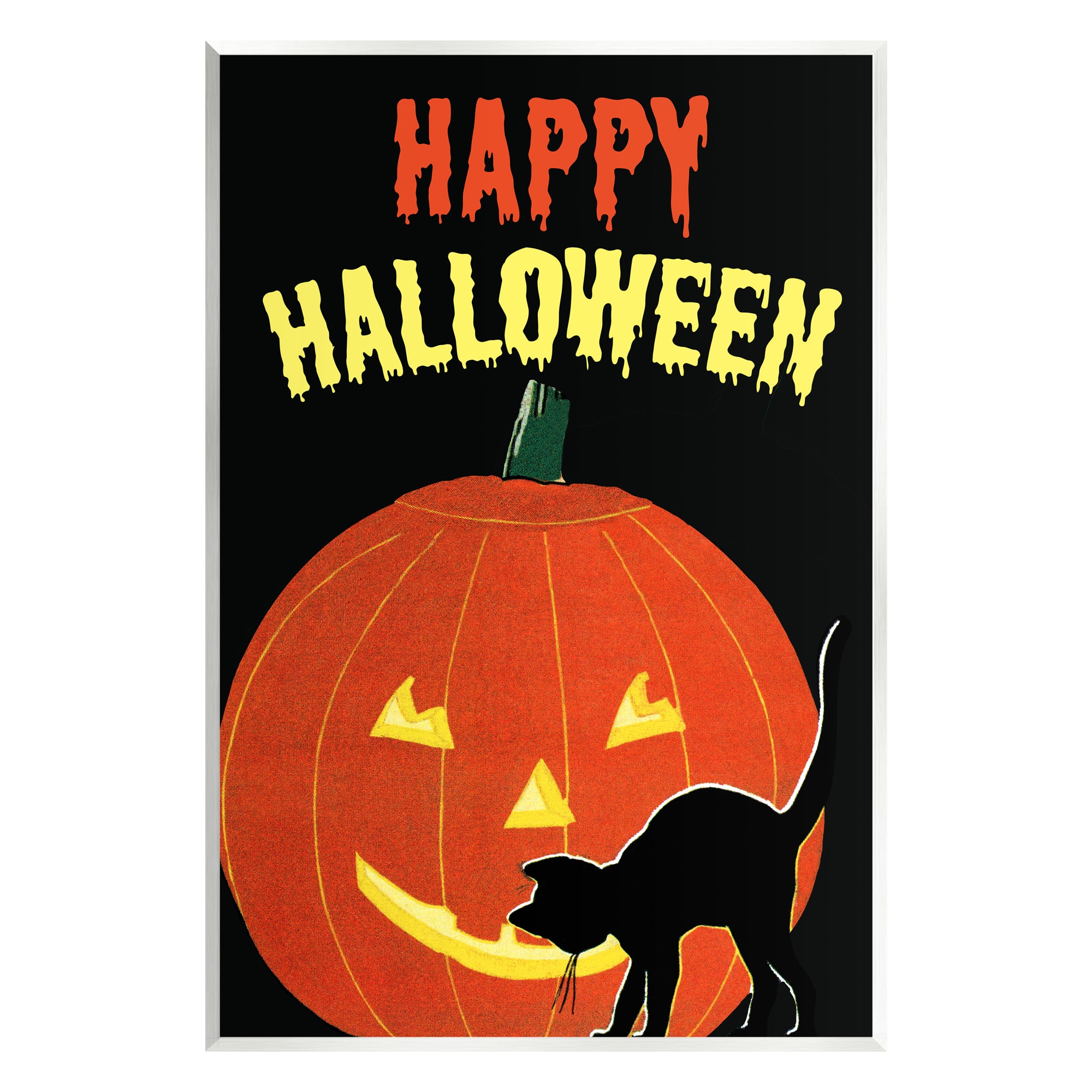 Stupell Industries Happy Halloween Haunted Jack-o-Lantern Wall Plaque Art