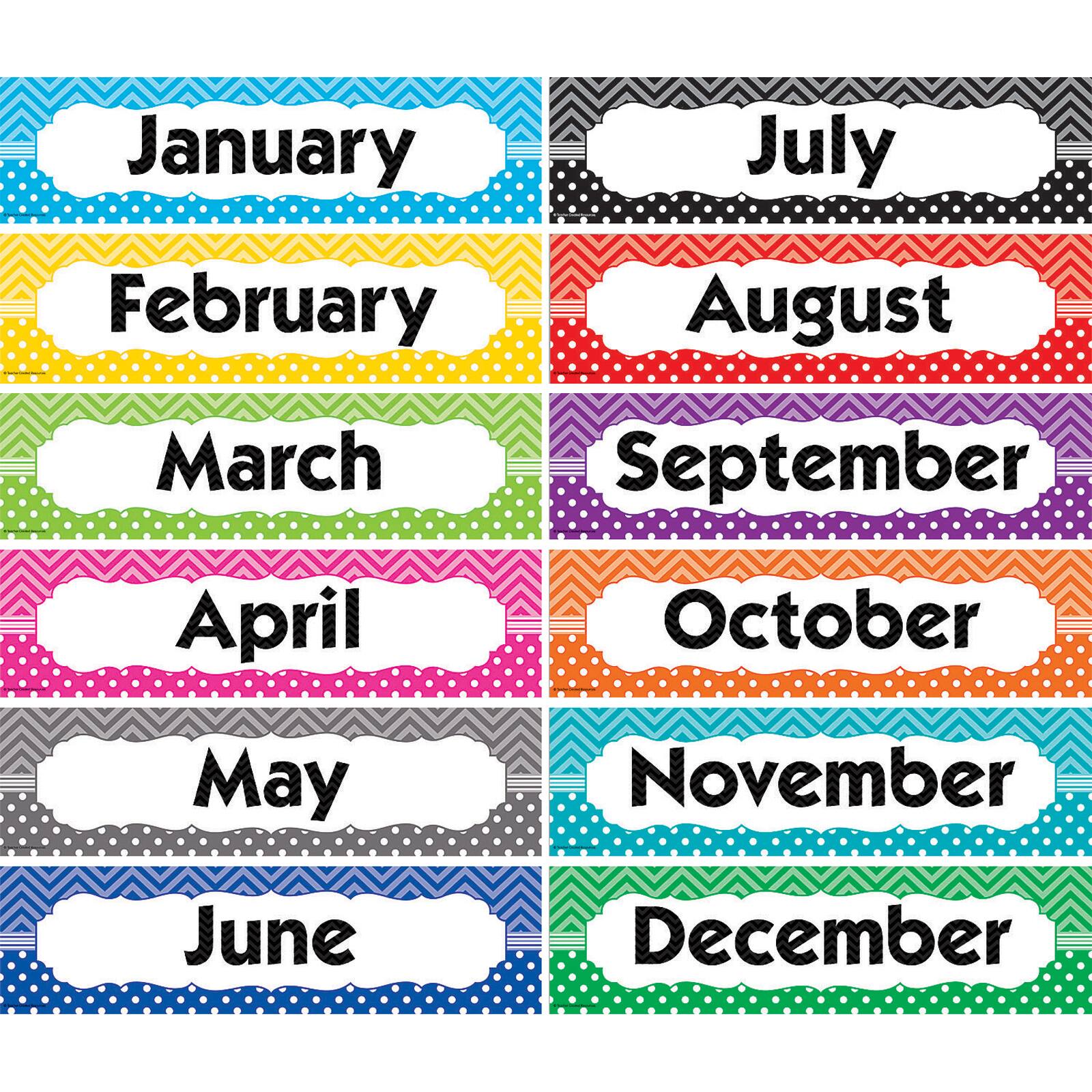 Teacher Created Resources Chevrons & Dots Monthly Headliners, 12 Pack Bundle