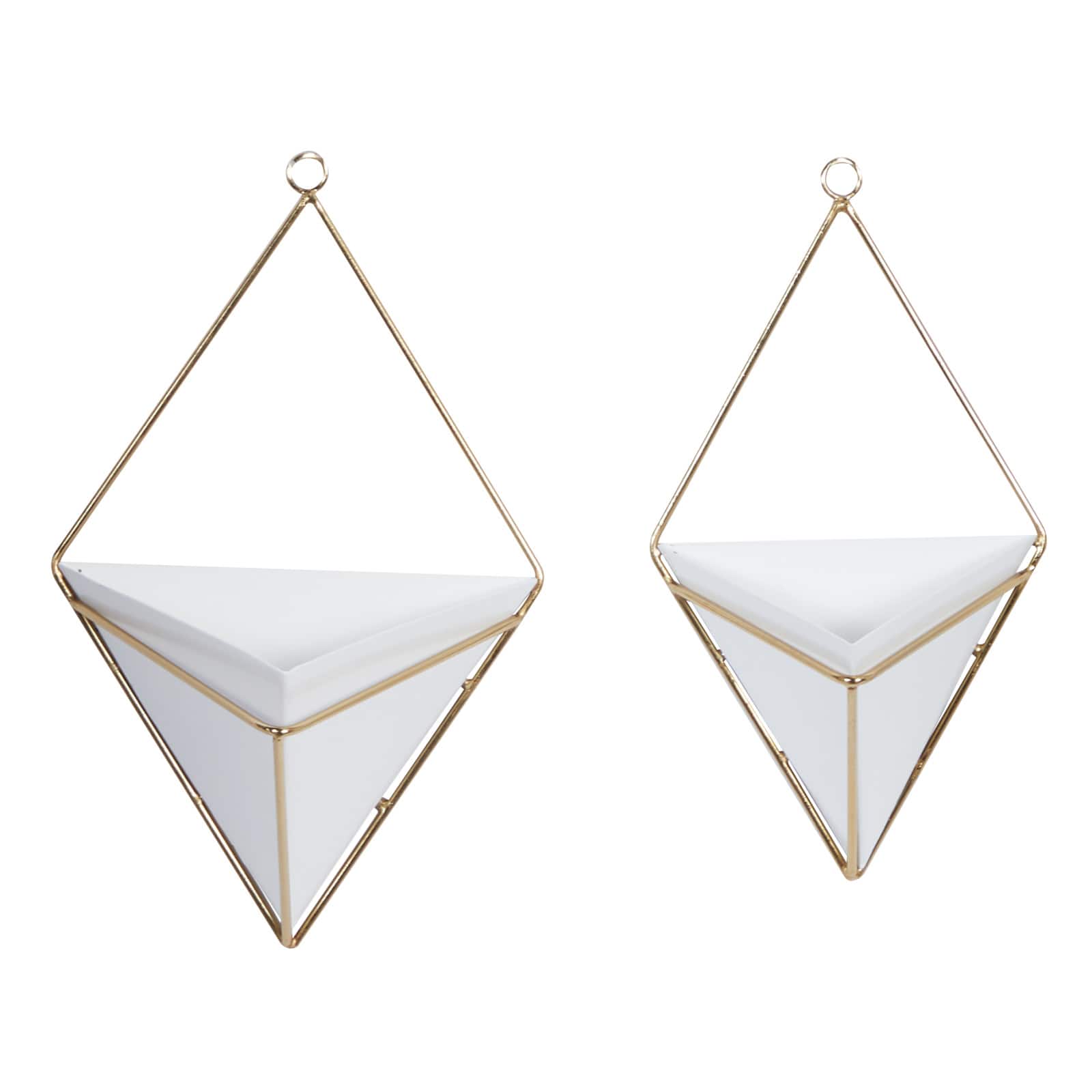 CosmoLiving by Cosmopolitan Set of 2 White Metal Contemporary Planter, 7" x 9"