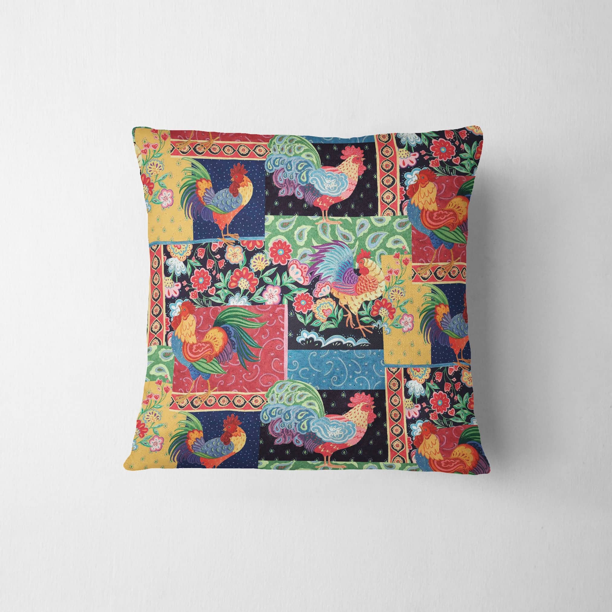 Susan Winget Calico Red Rooster Patch Cotton Fabric