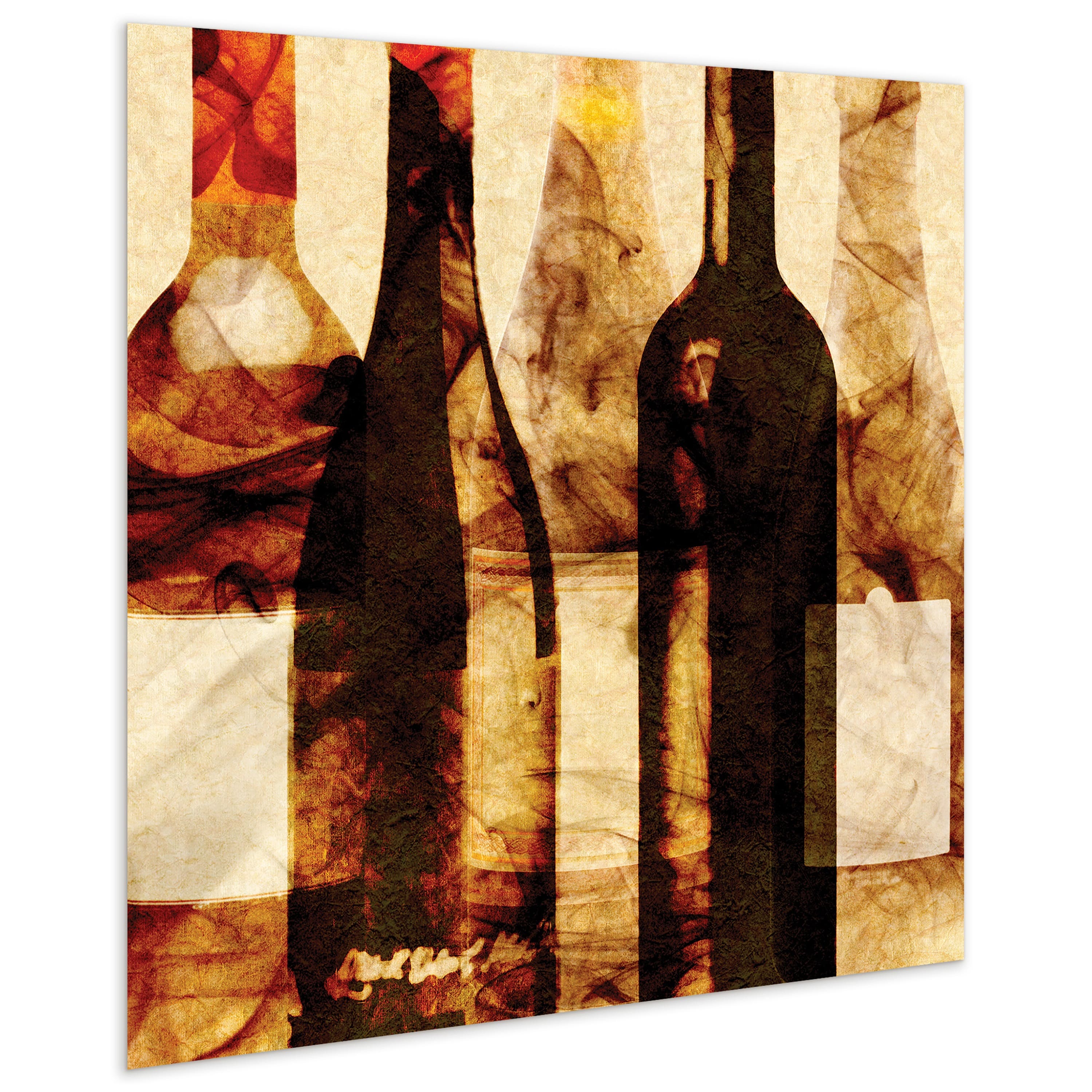 Empire Art Direct 38" x 38" Smokey Wine 3 Frameless Free Floating Tempered Art Glass Wall Art