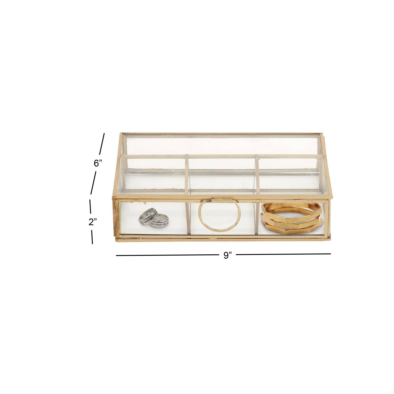 Rectangular Metal & Glass Jewelry Box