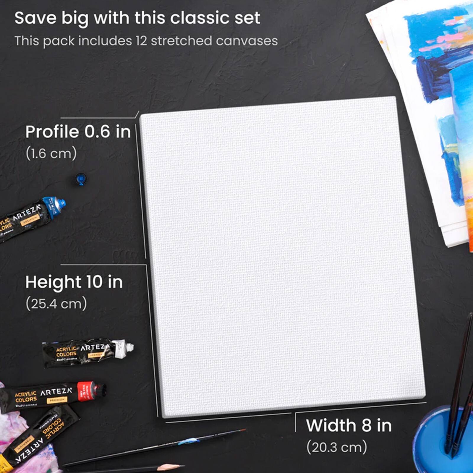 Arteza® 8" x 10" White Stretched Canvases, 12ct.