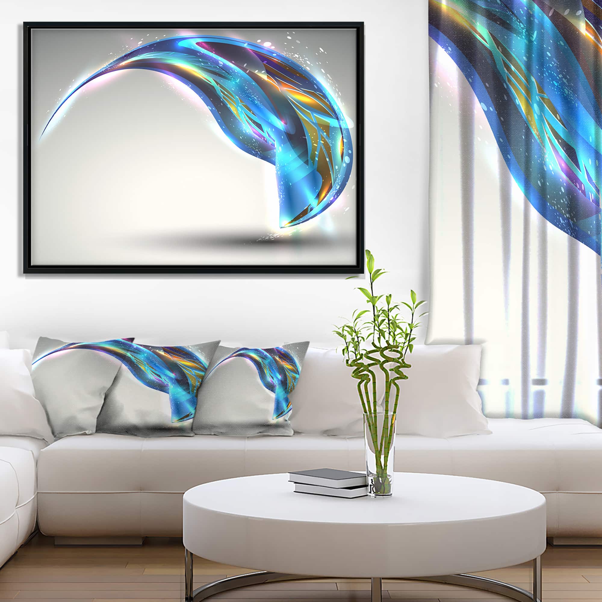 Designart - Fantastic Abstract Illustration - Contemporary Canvas Art Print in Black Frame