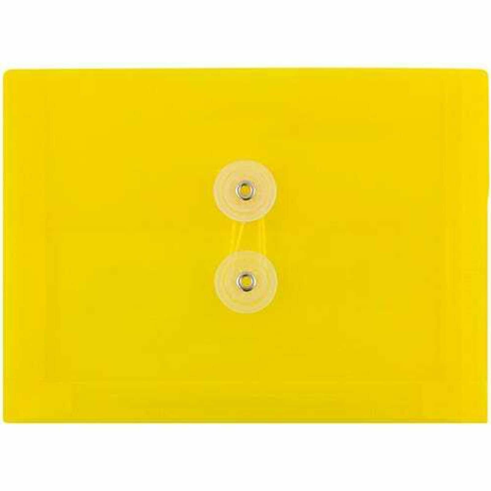 JAM Paper 5.25" x 7.5" Yellow Plastic Button String Booklet Envelopes, 24ct.