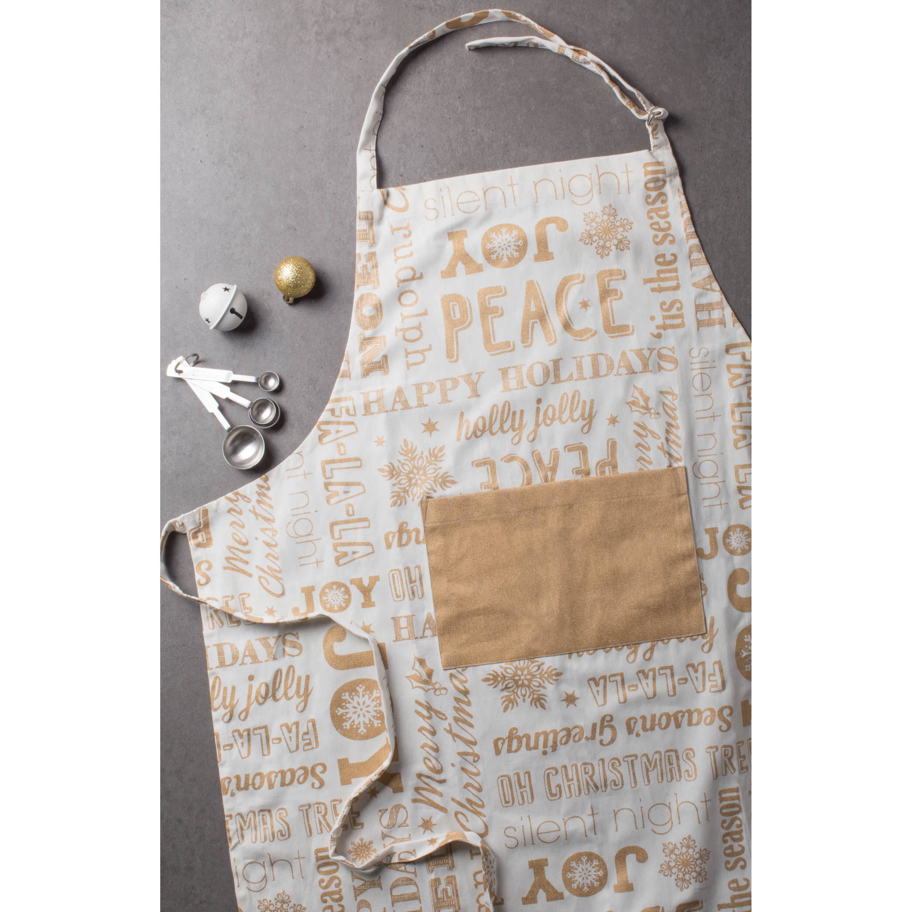 DII® Gold Christmas Collage Chef Apron