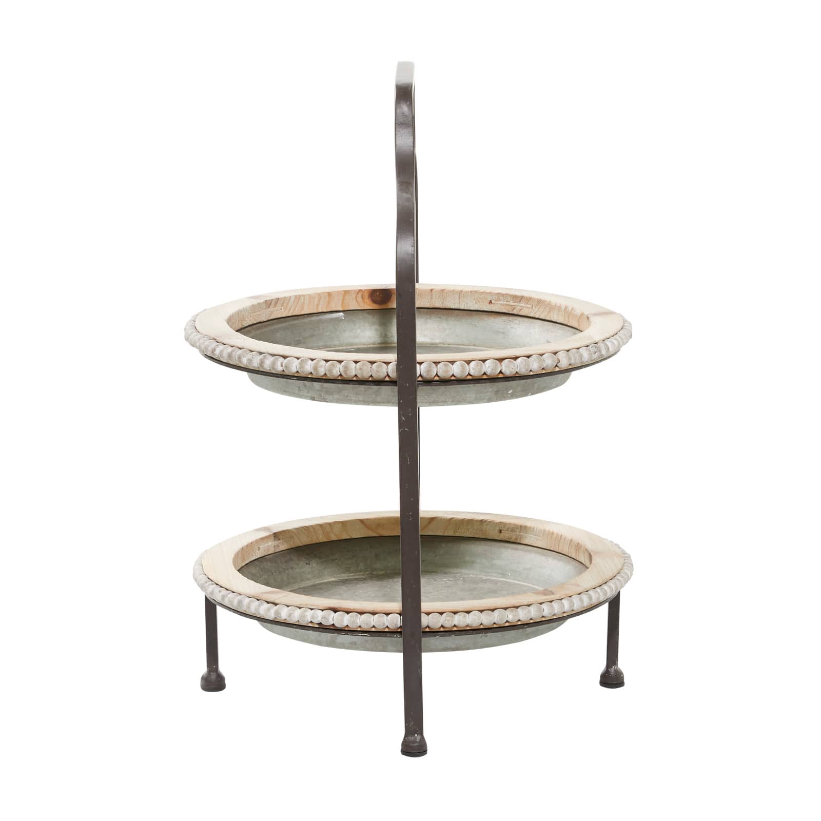 Gray Metal Farmhouse Tiered Server, 20" x 16" x 15"