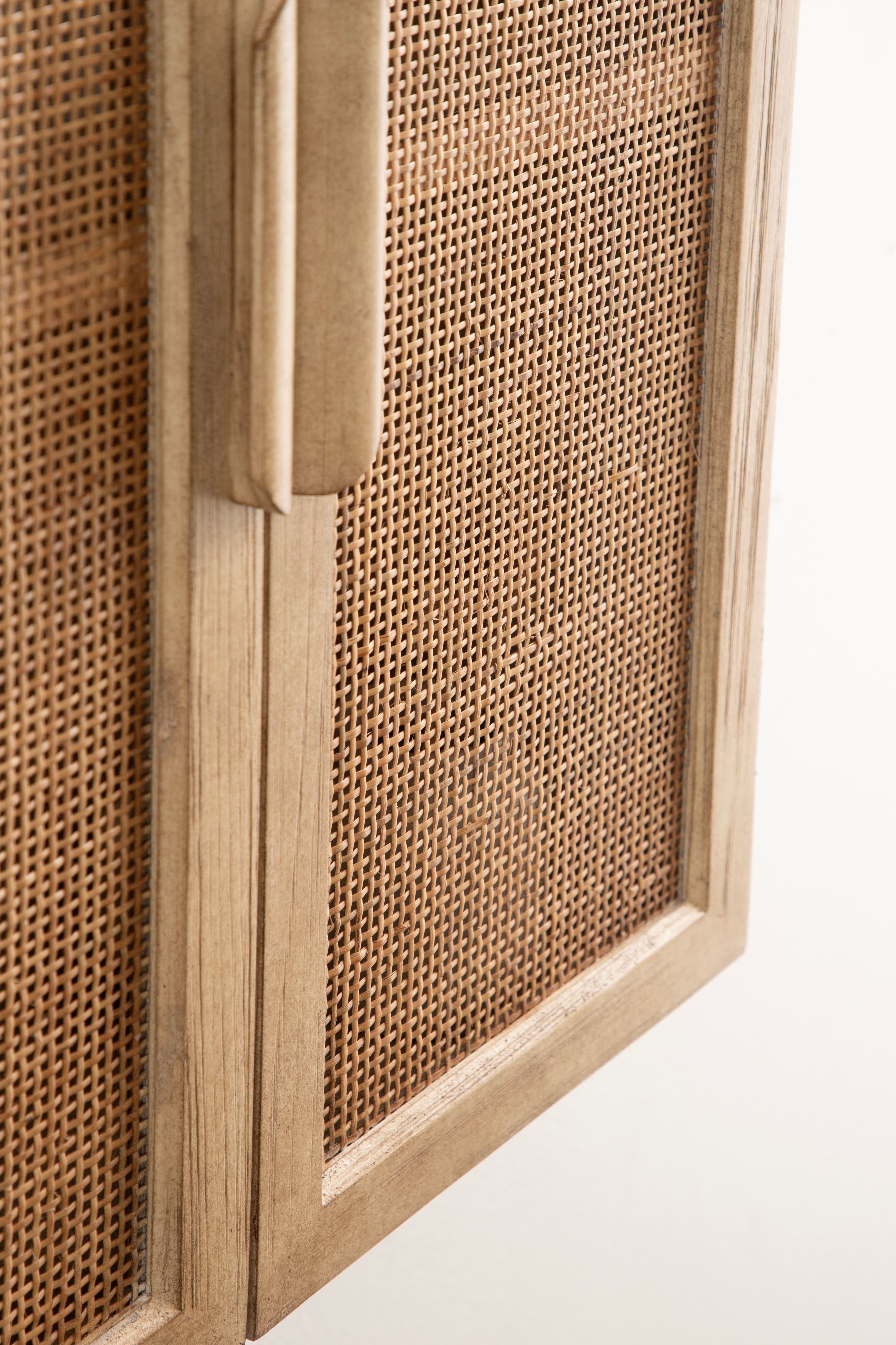 Kate and Laurel Ori Rattan & Wood 2-Door Wall Cabinet