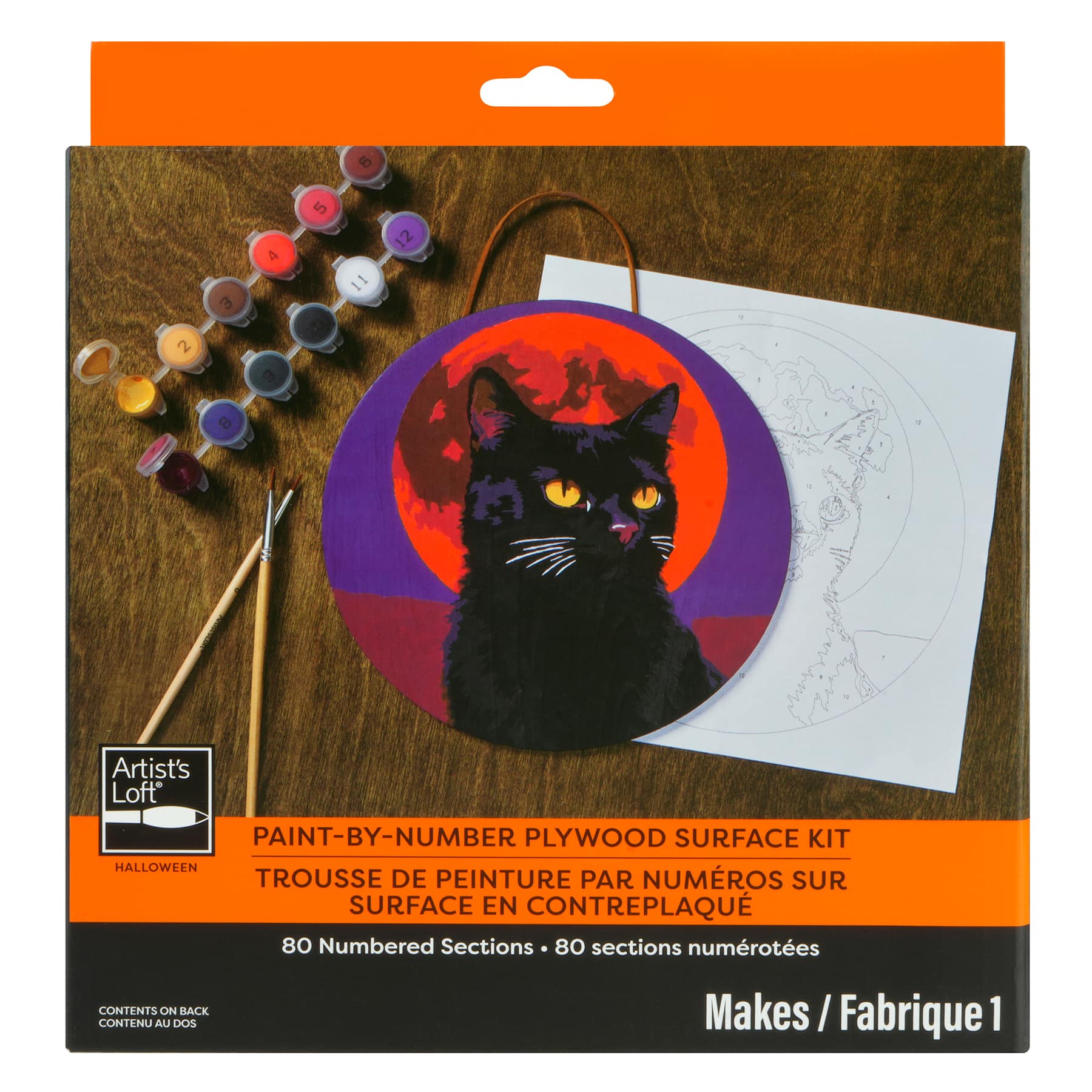 8" Black Cat & Moon Paint-by-Number Plywood Surface Kit by Artist's Loft®