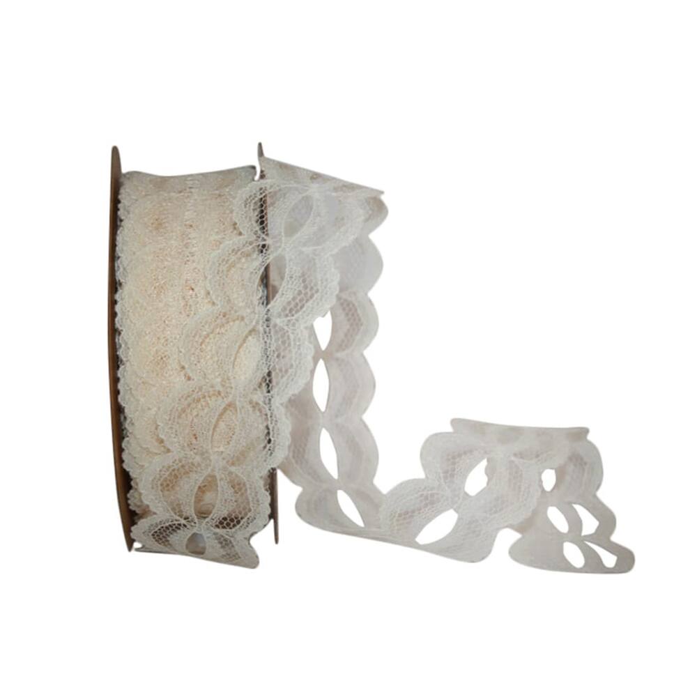 JAM Paper 1.25" x 25yd. Natural Scallop Lace 3 Ribbon