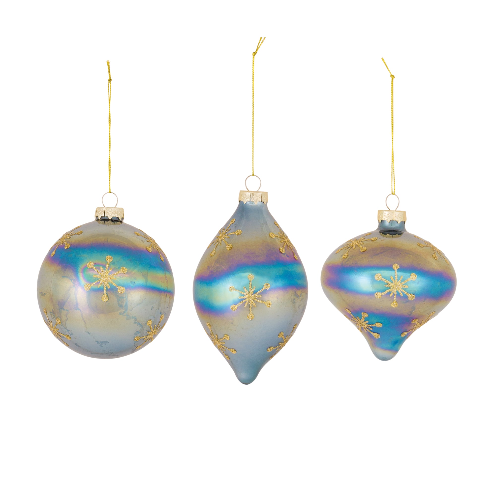 6ct. Iridescent Glass Snowflake Ornaments
