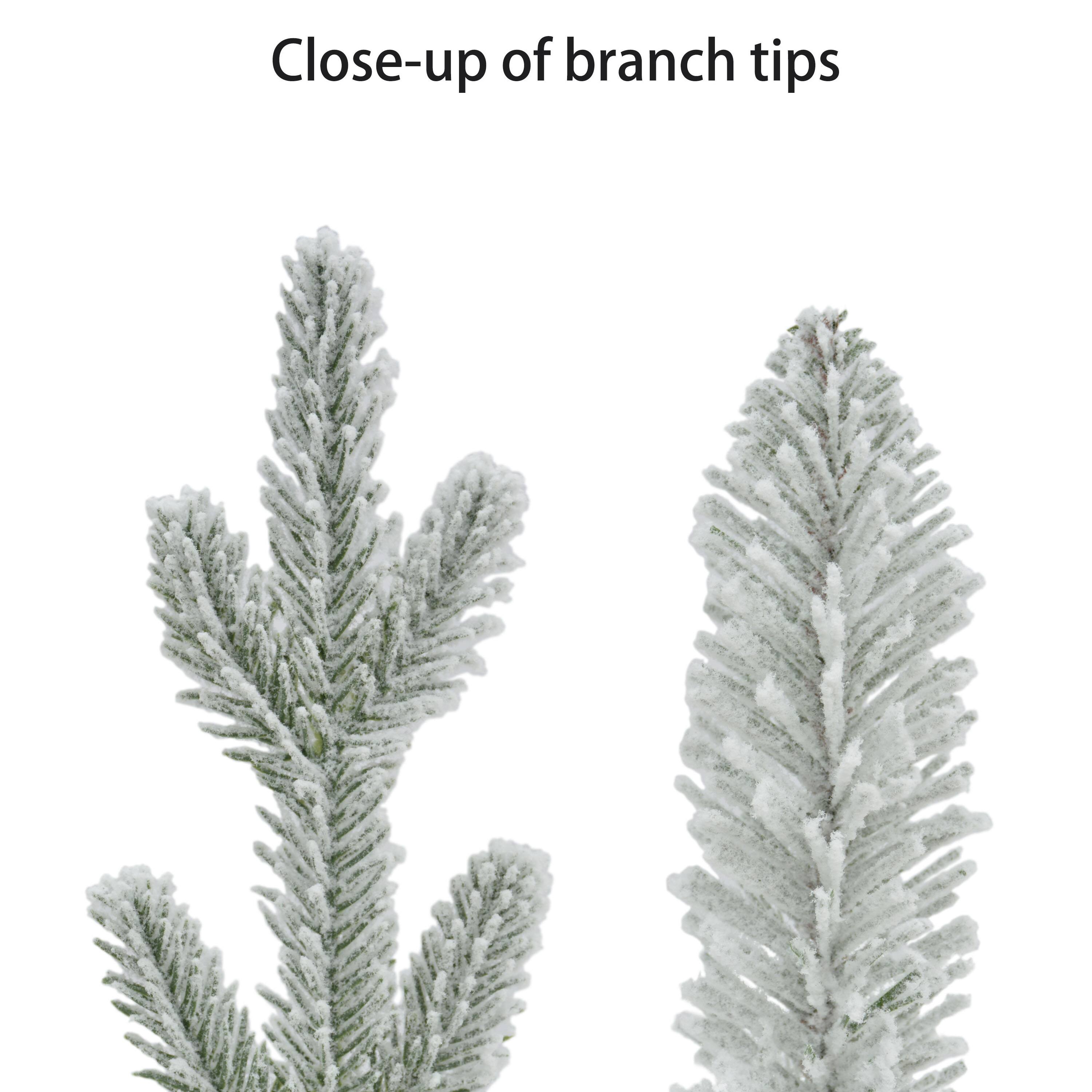 Pre-Lit Flocked Spruce Artificial Christmas Trees with Burlap Base Set, Warm White LED Lights