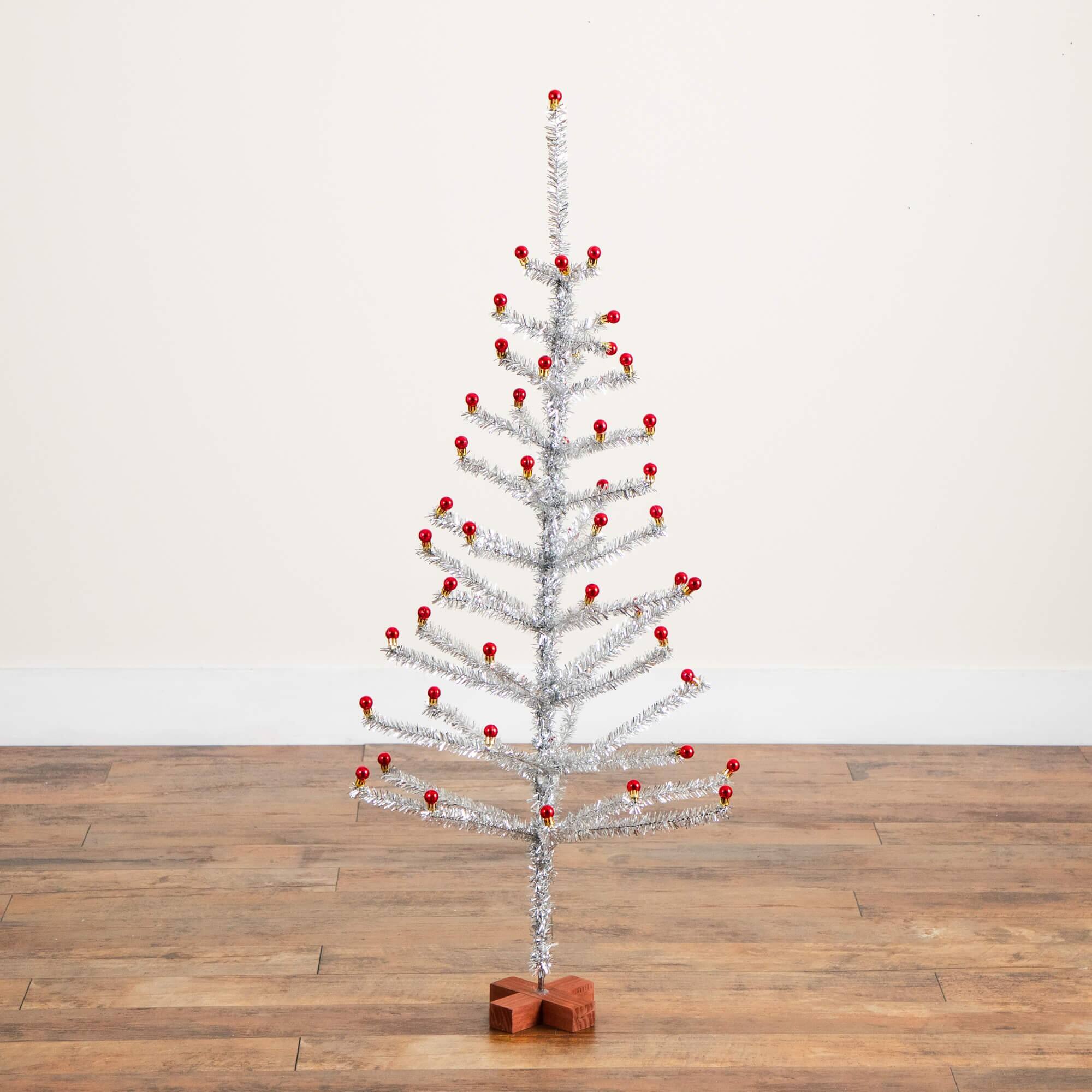 4ft. Unlit Retro Silver Tinsel Artificial Christmas Tree