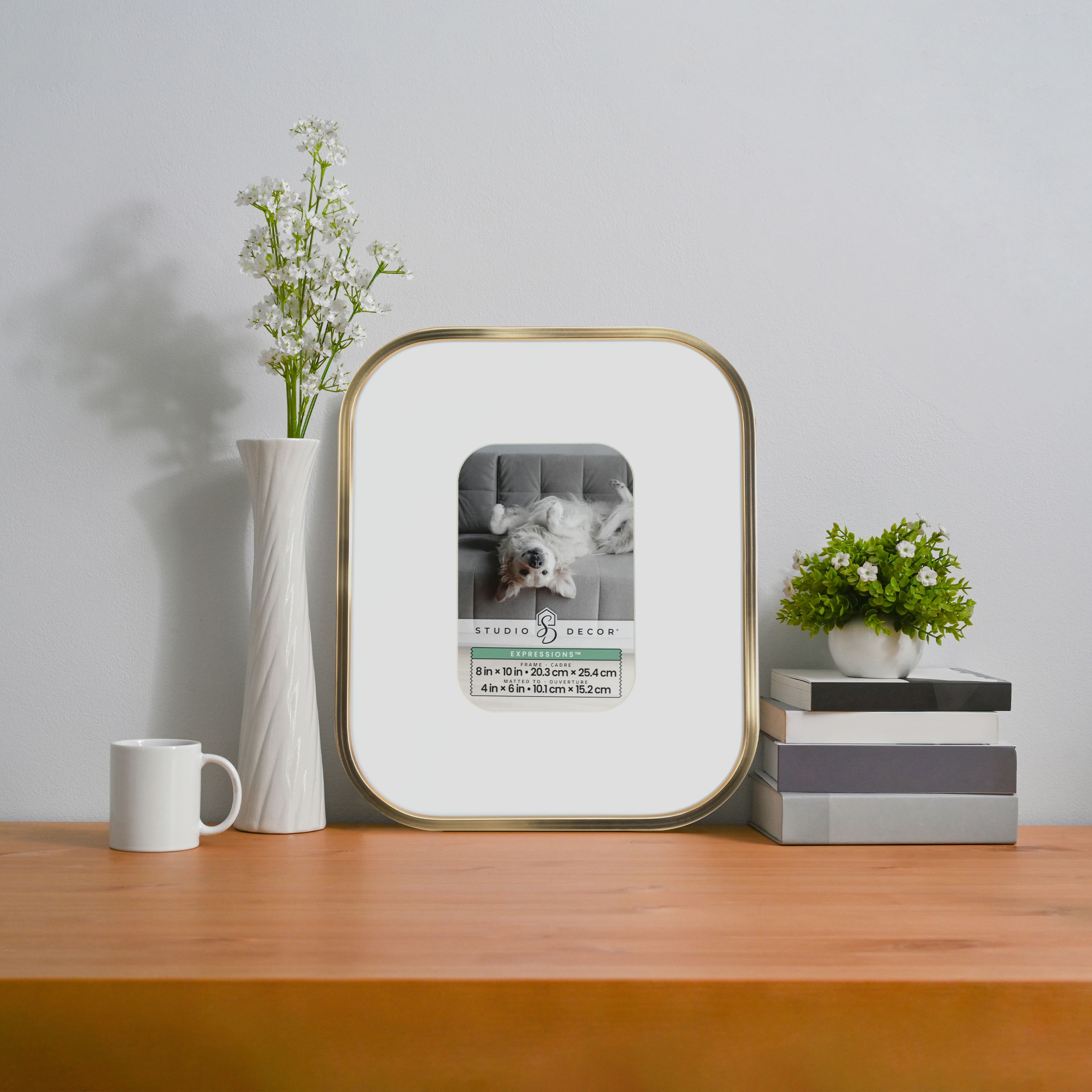 6 Pack: Expressions™ 4" x 6" Gold Round Corner Aluminum Frame with Mat by Studio Decor®