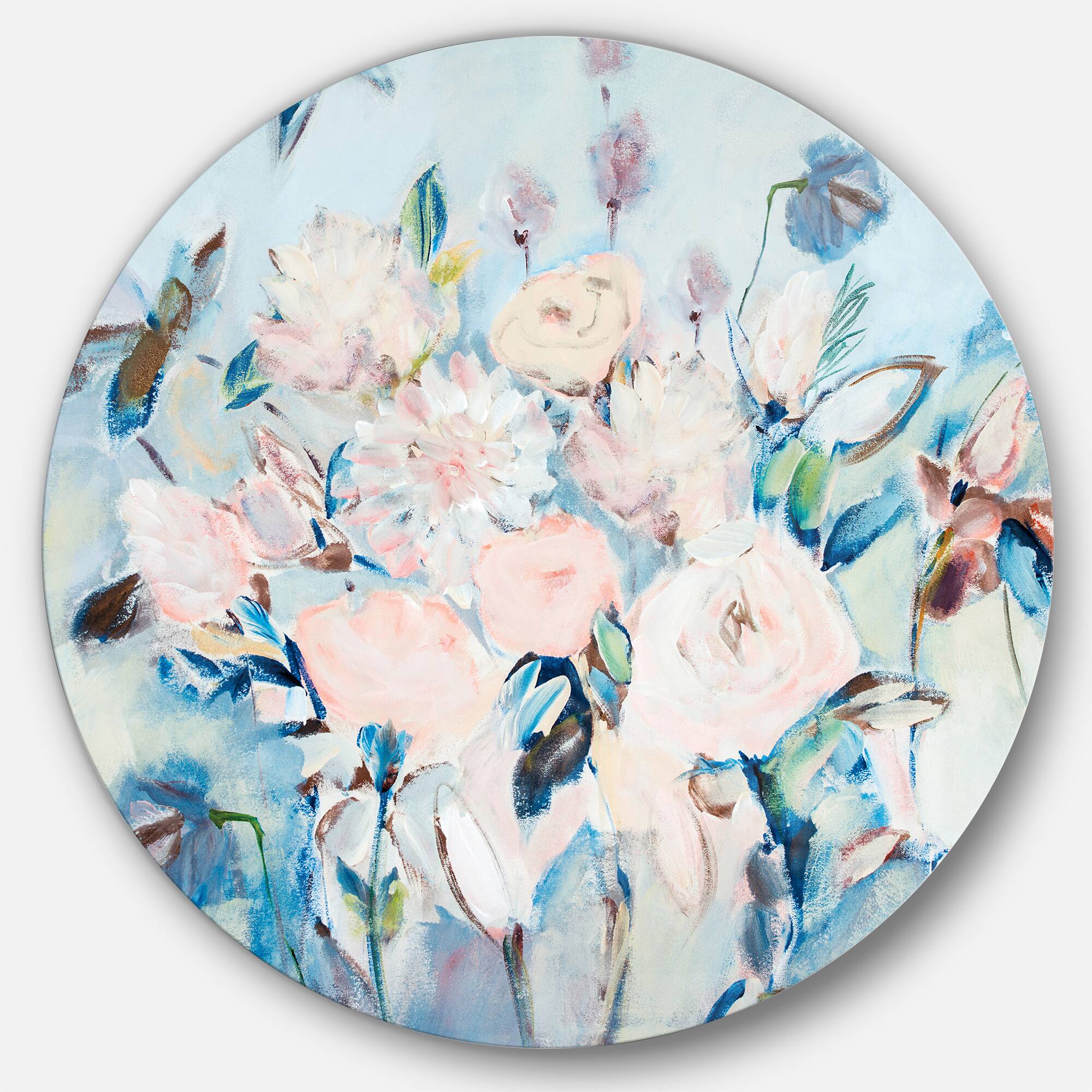 Designart - Abstract Pink Flowers Farmhouse Waterpainting