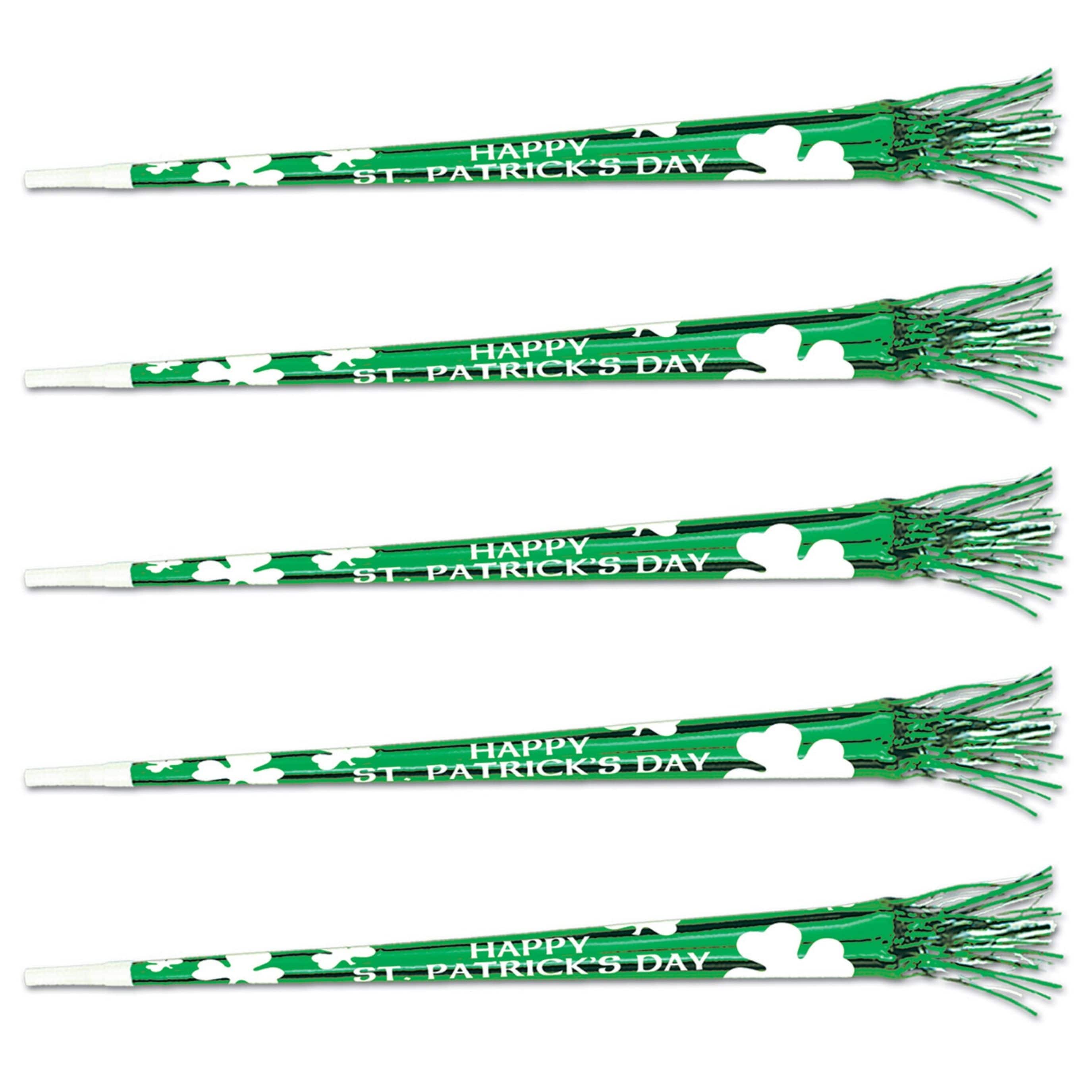 Besitle 25" Green St. Patrick's Day Tasseled Trumpets, 5ct.