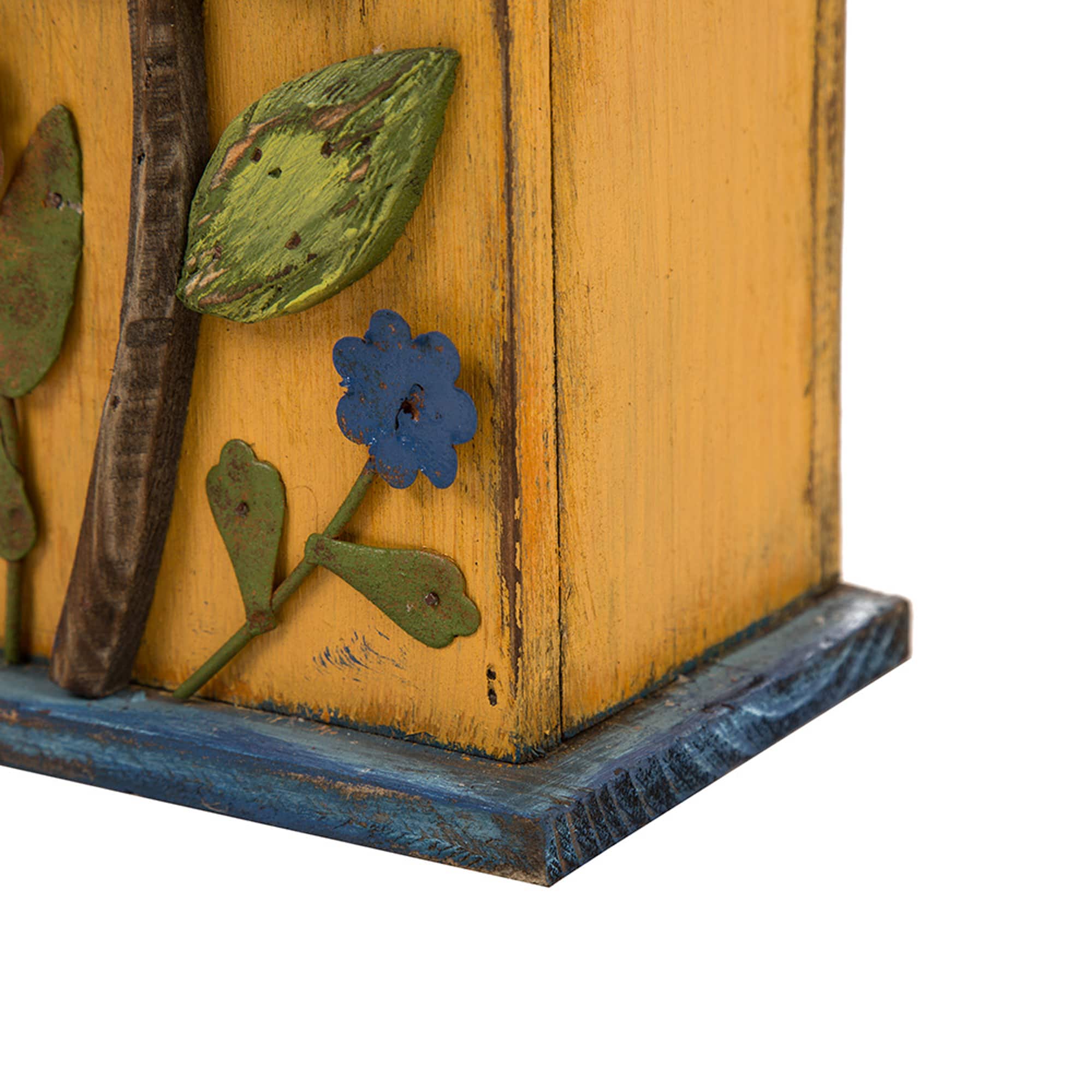 Glitzhome® Distressed Wooden Birdhouse with Flower