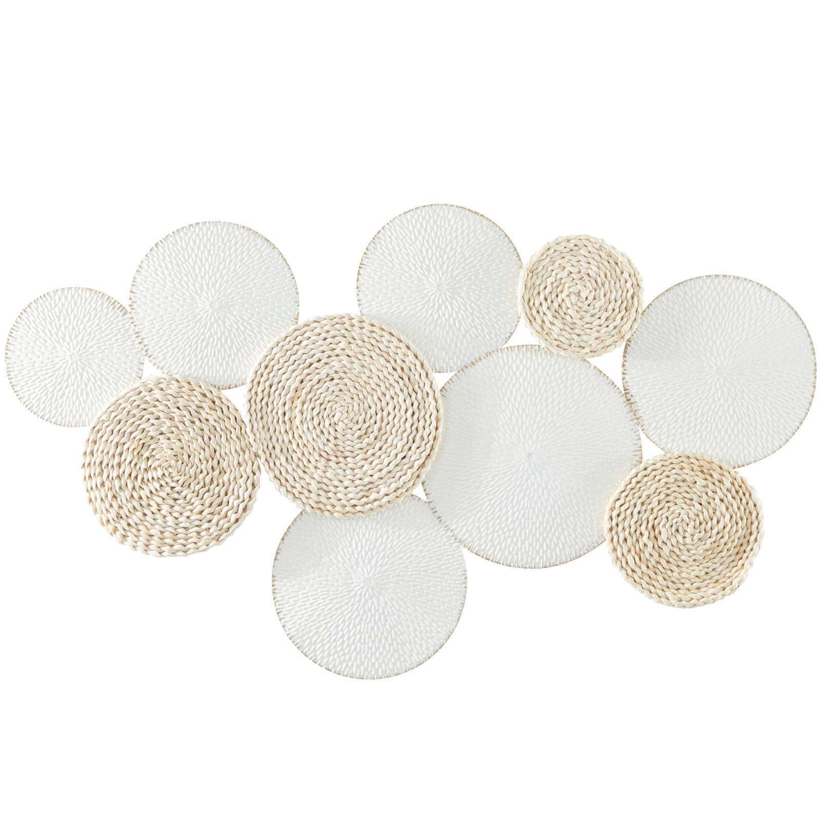White Metal Rope Design Plate Wall Decor with Textured Pattern 44" x 1" x 26"