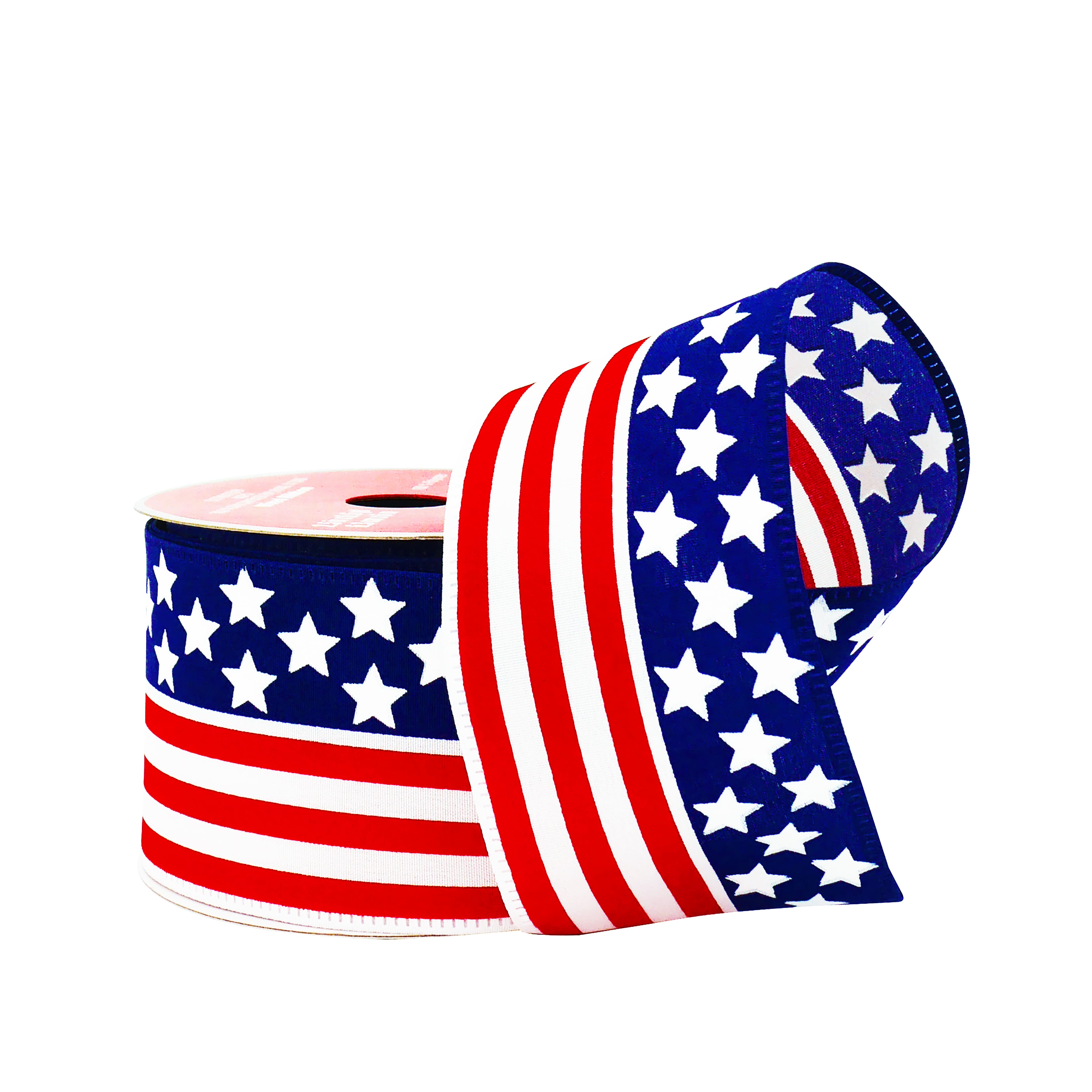 2.5" x 6.6yd. American Flag Wired Pongee Ribbon by Celebrate It®