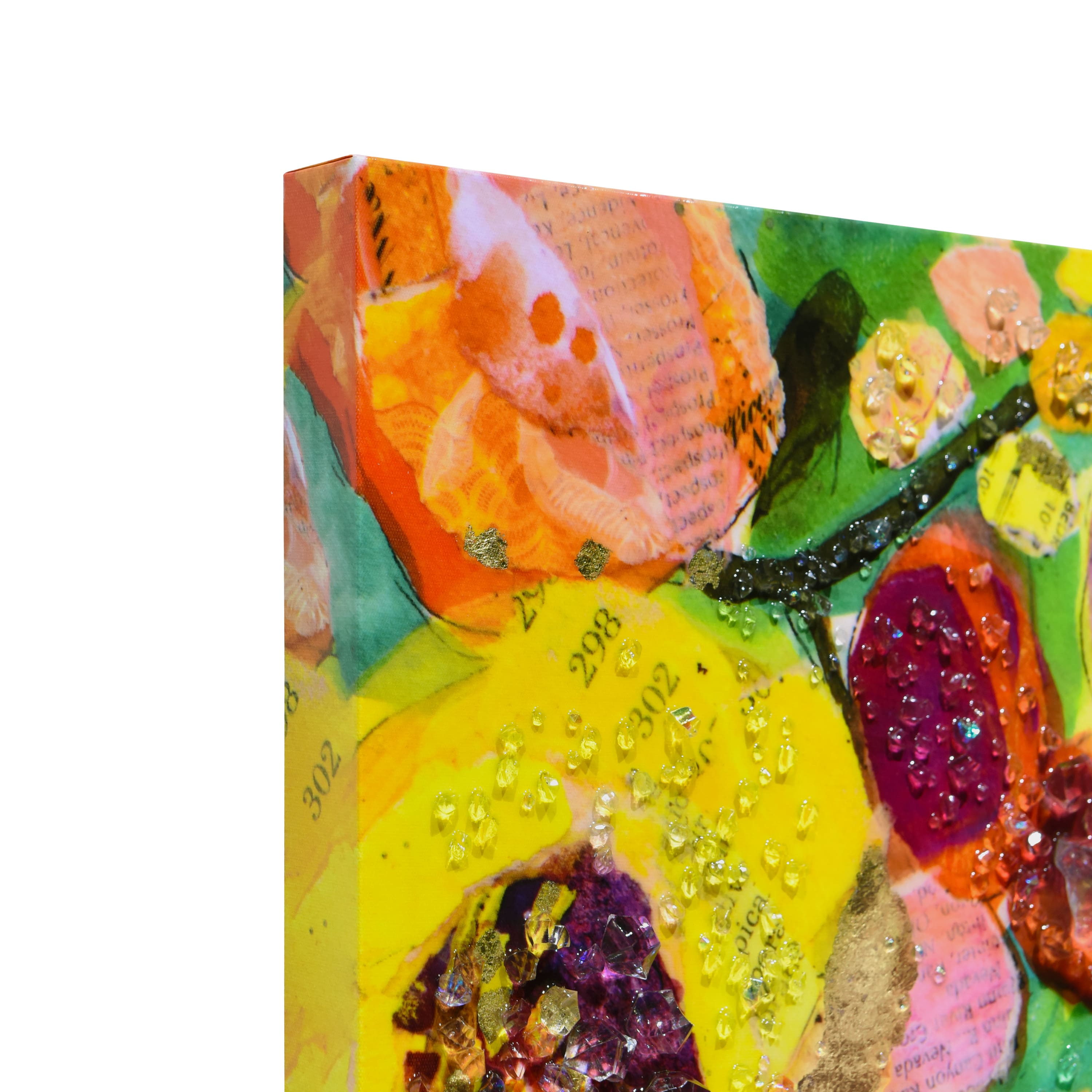Empire Art Direct Arte De Crystallus 24" x 24" Floral Radiance II Crystal Epoxy Wrapped Acrylic Shards Abstract Canvas Wall Art