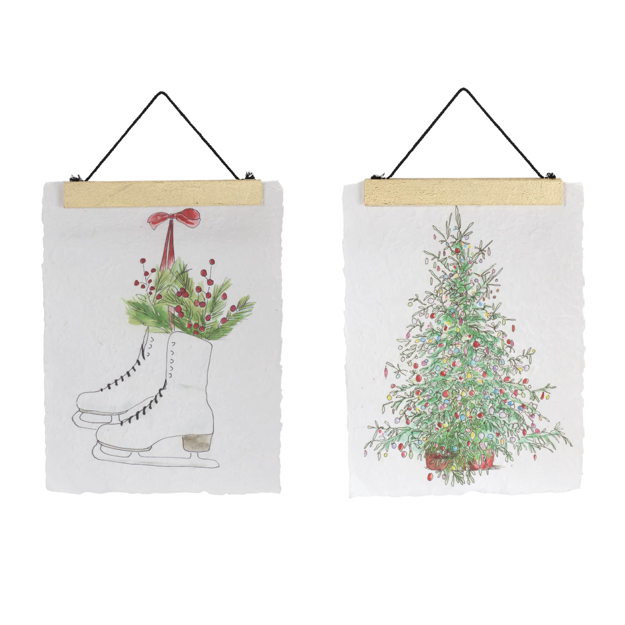 Melrose 12" x 16" Christmas Tree & Ice Skate Holiday Banner Set