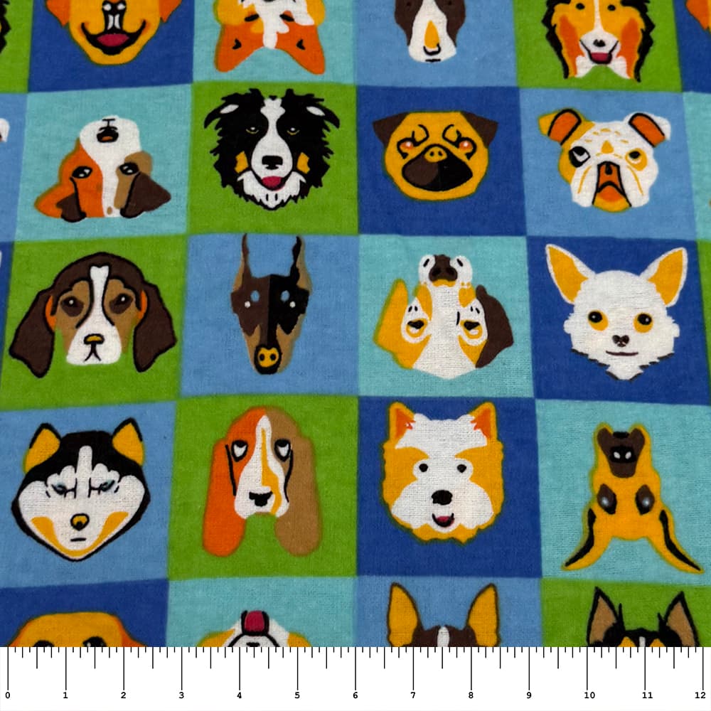 Feldman Blue Dog Grid Cotton Flannel