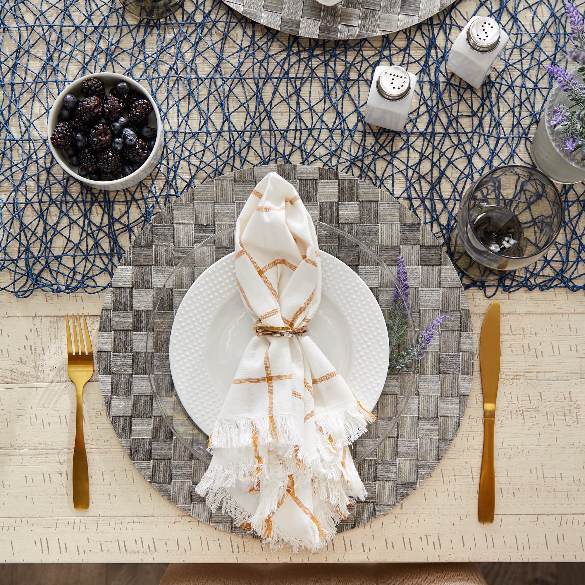 DII® Reversible Round Basket Weave Woven Placemats, 4ct.