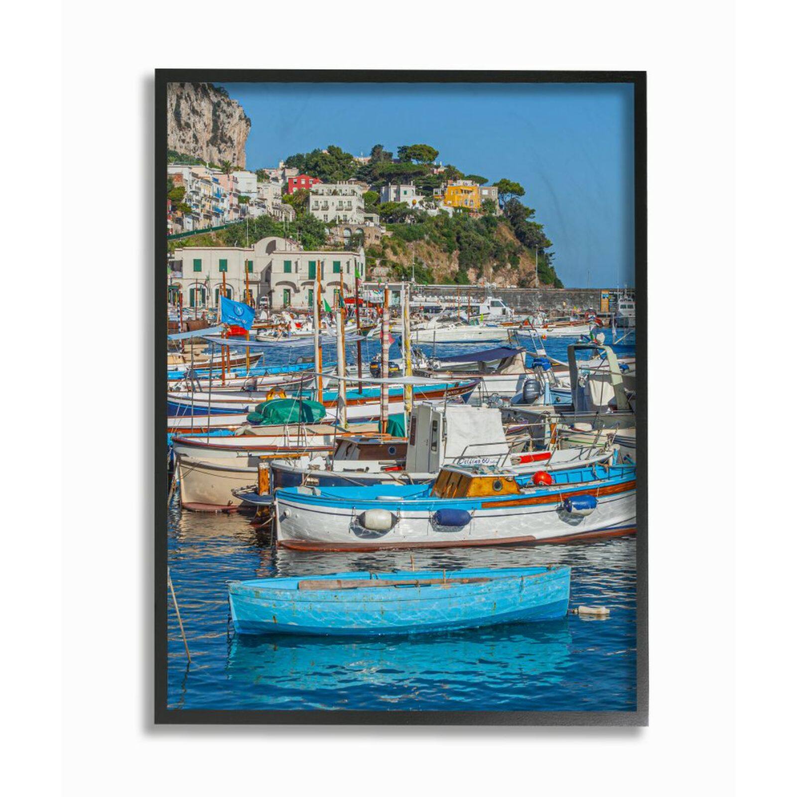 Stupell Industries Coast Town Boat Marina with Black Frame Wall Accent