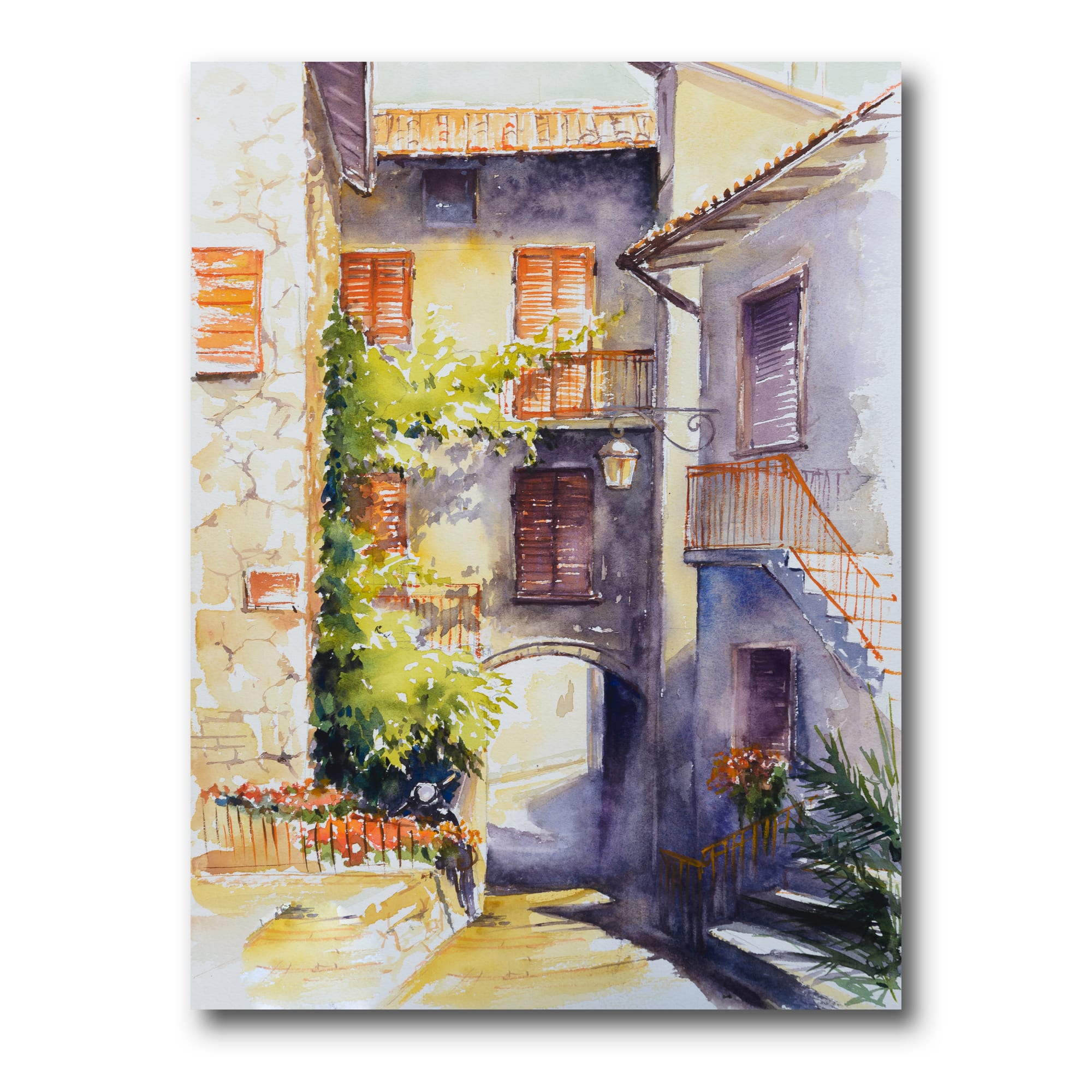 Designart - Rustic and Idyllic Italian VIllage - Country Canvas Wall Art Print