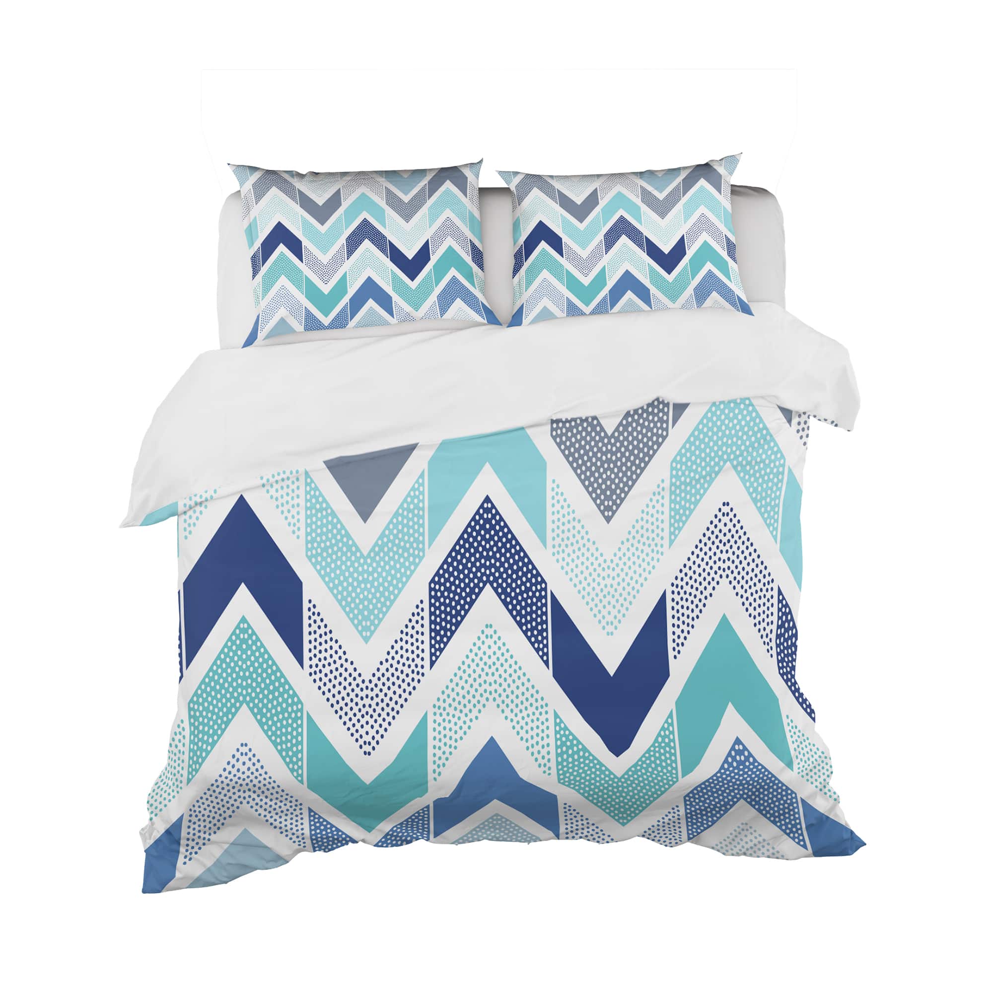 Designart 'Retro dotted blue wave pattern' Vintage Bedding Set - Duvet Cover & Shams