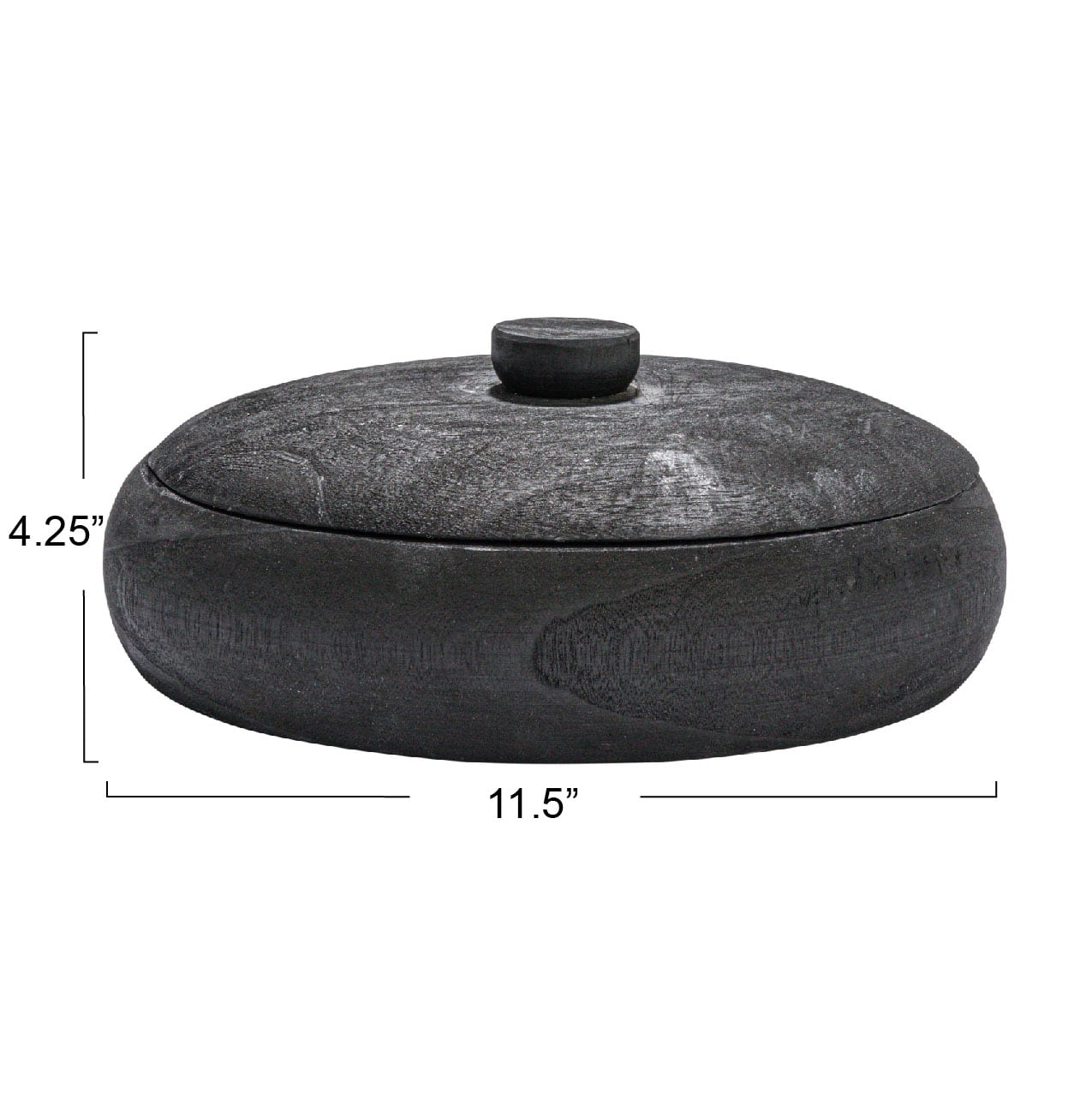 Hello Honey® 11.5" Black Decorative Paulownia Wood Container with Lid