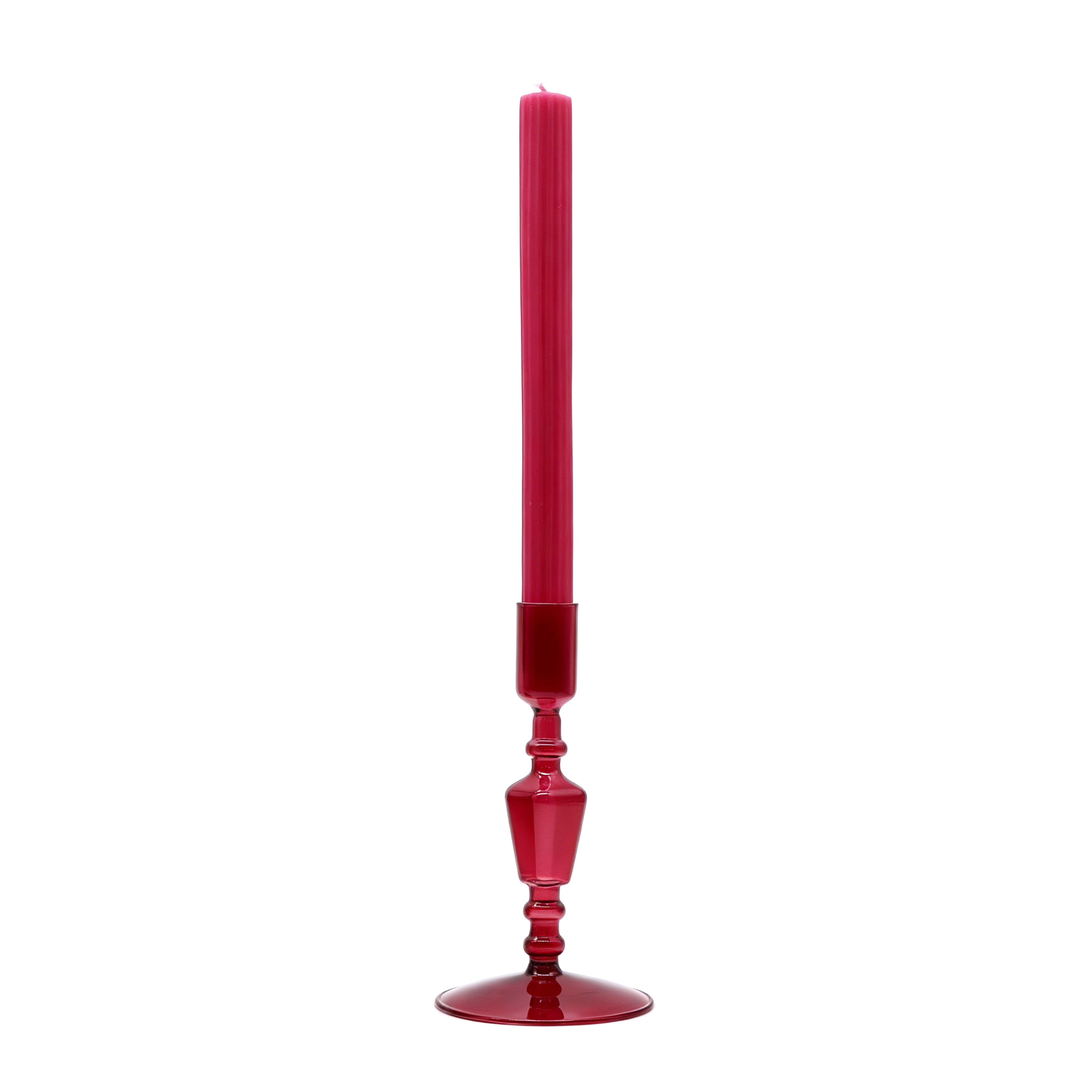 6.5" Burgundy Glass Taper Candle Holder by Ashland®