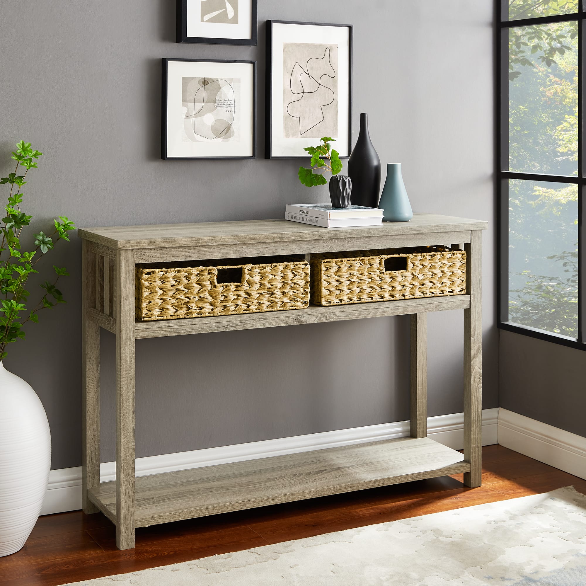 Walker Edison Driftwood Mission Storage Entry Table