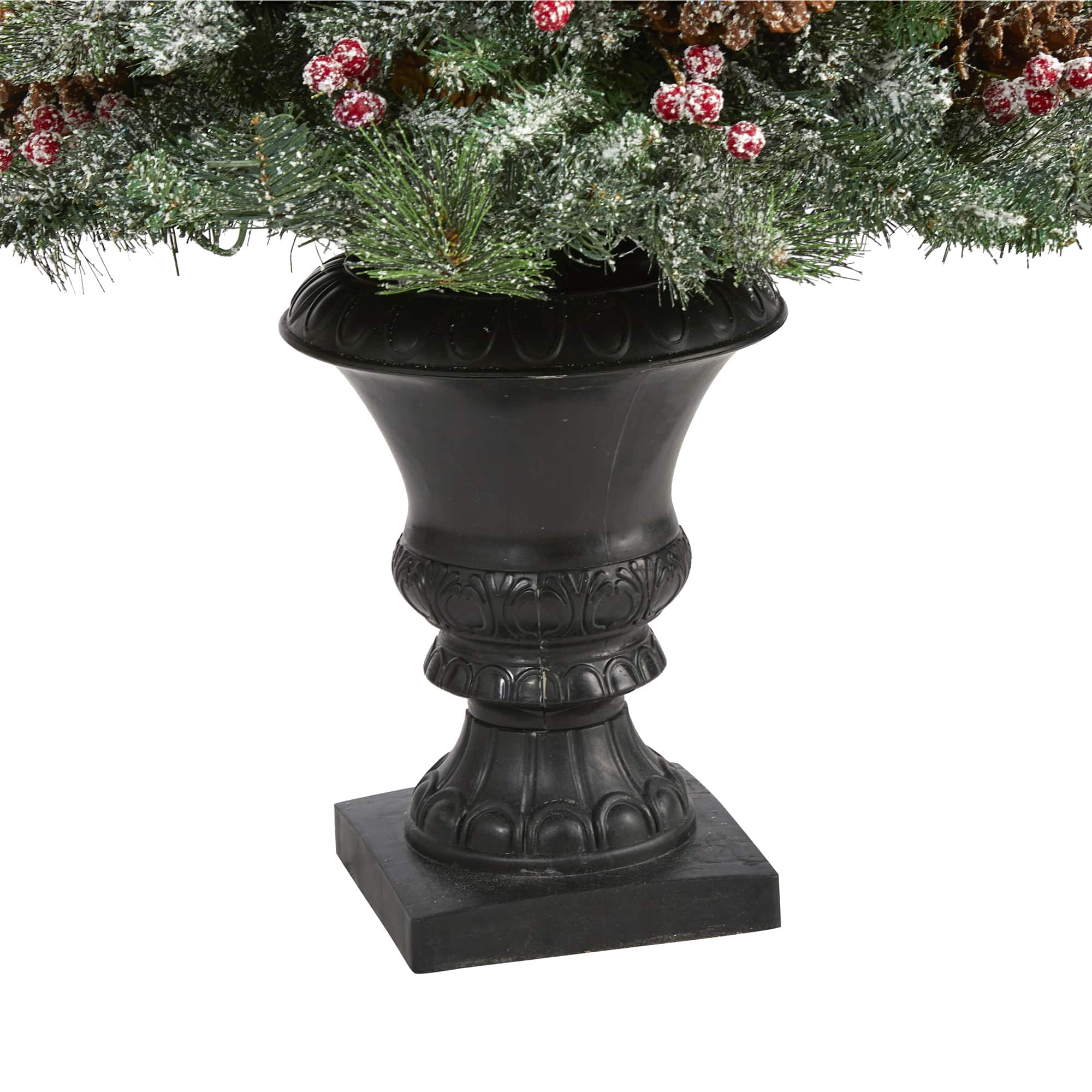 4ft. Pre-Lit Frosted Pine Artificial Christmas Tree with Pinecones & Berries, Clear LED Lights