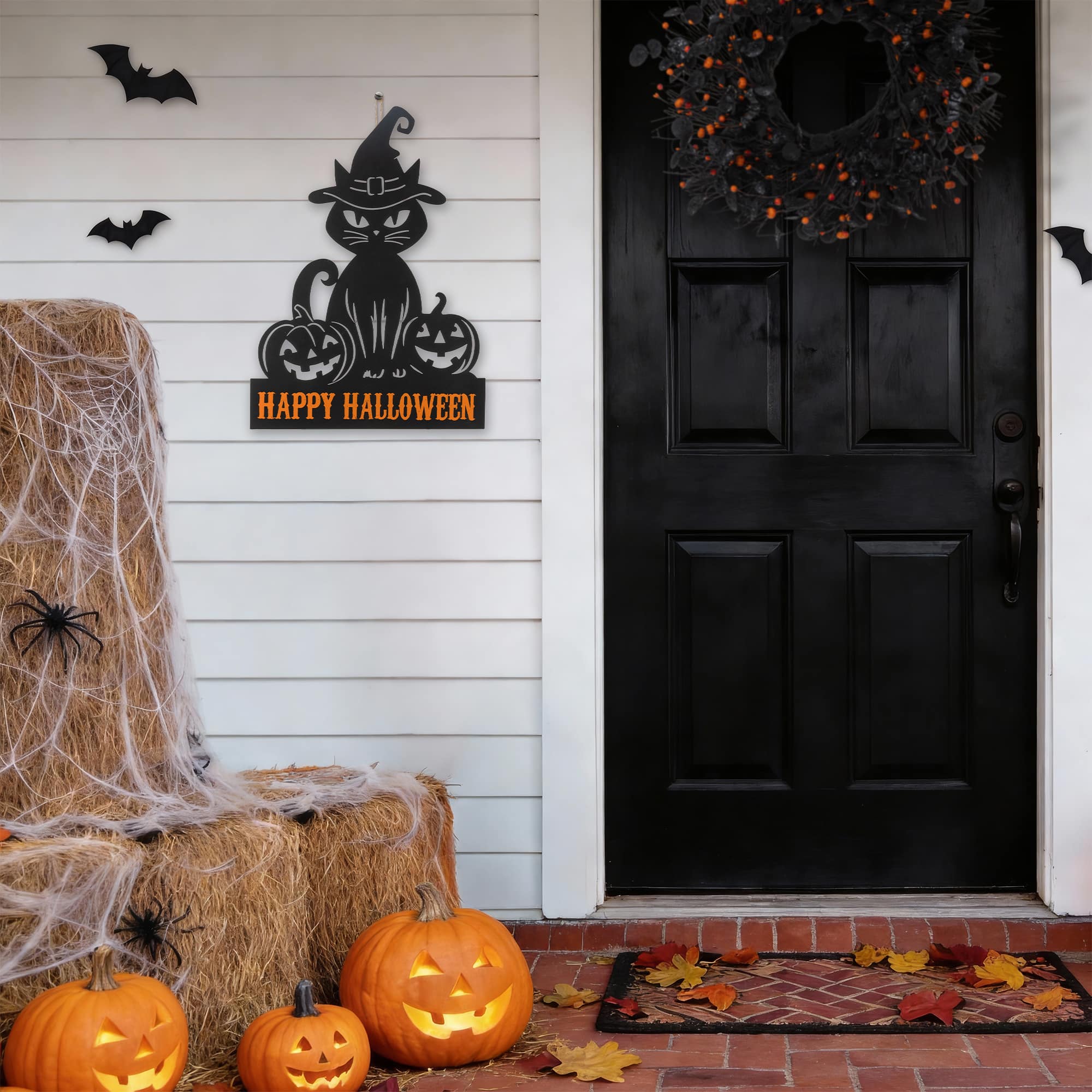 Glitzhome® 30.25" Halloween Metal Silhouette Cat Yard Stake