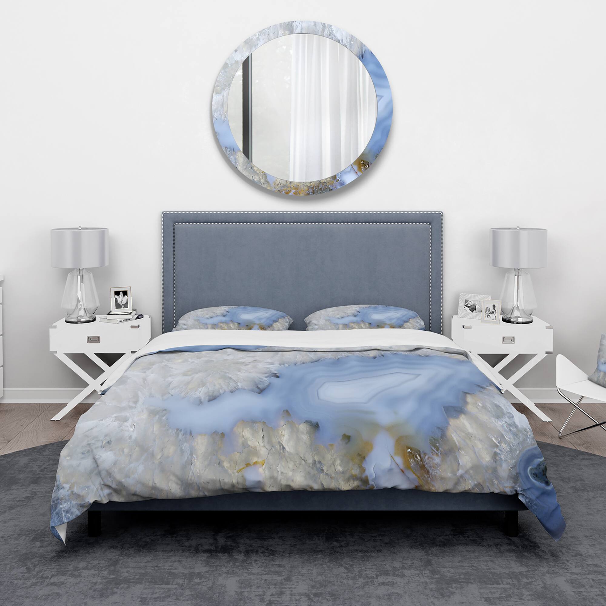Designart 'Blue agate' Stone Bedding Set - Duvet Cover & Shams