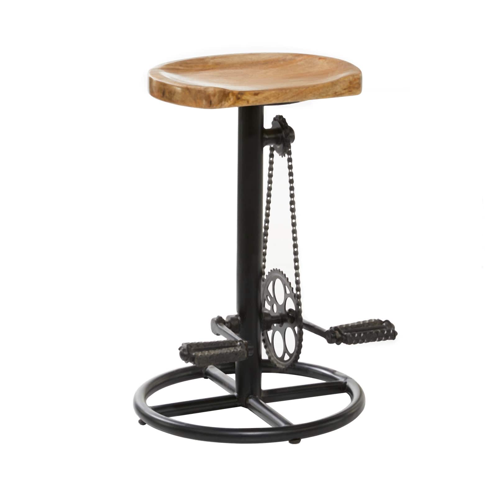 Brown Mango Wood Industrial Counter Stool 25" x 17" x 17"